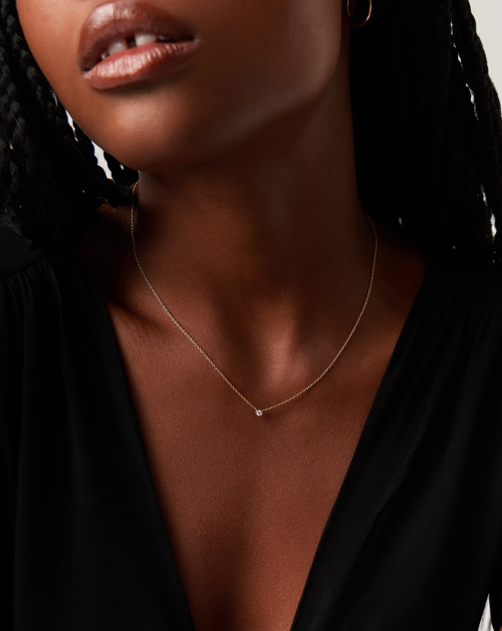 Fine Diamond Solitaire Pendant Necklace | 14ct Solid Gold/Diamond Necklaces Missoma