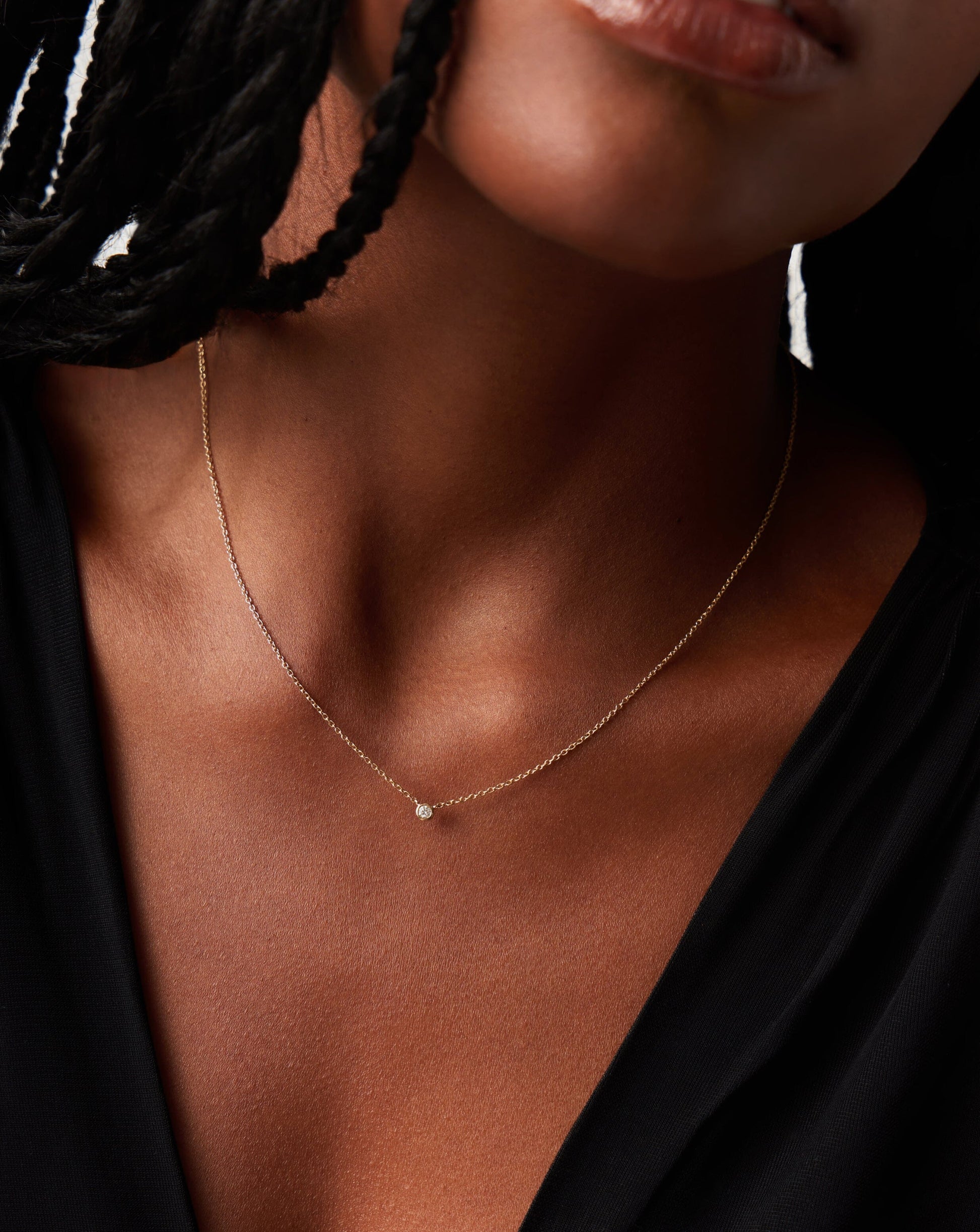 Fine Diamond Solitaire Pendant Necklace | 14ct Solid Gold/Diamond Necklaces Missoma