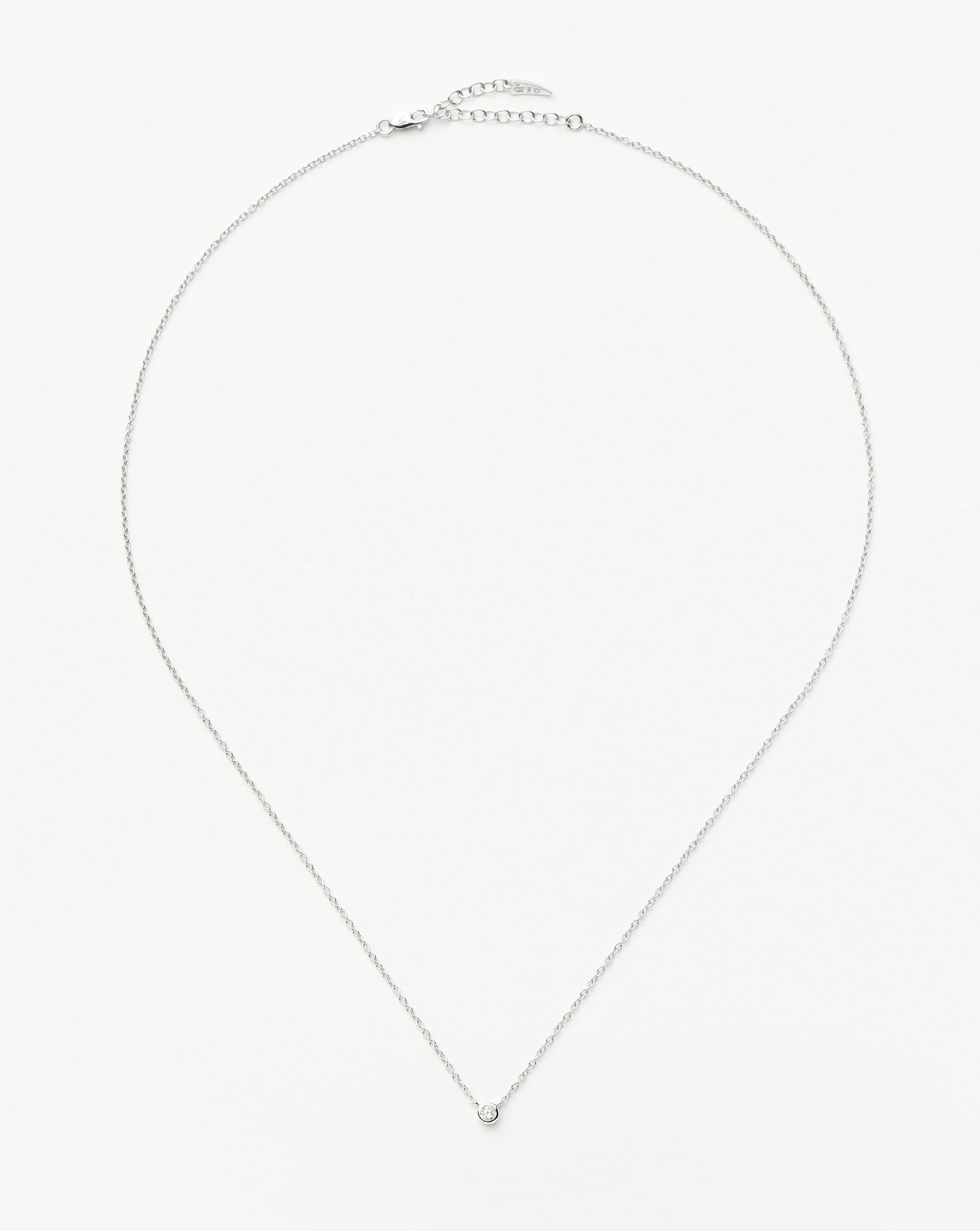 Fine Diamond Solitaire Pendant Necklace | 14ct Solid White Gold/Diamond Necklaces Missoma