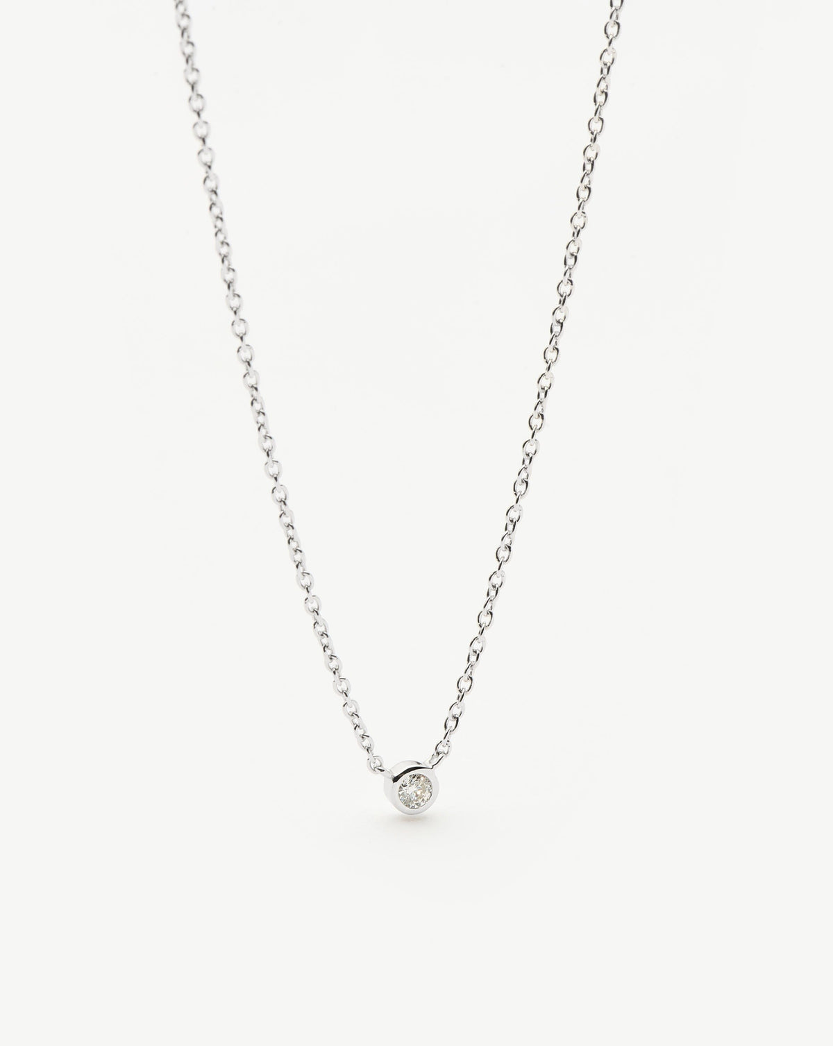 Fine Diamond Solitaire Pendant Necklace | 14ct Solid White Gold/Diamond Necklaces Missoma