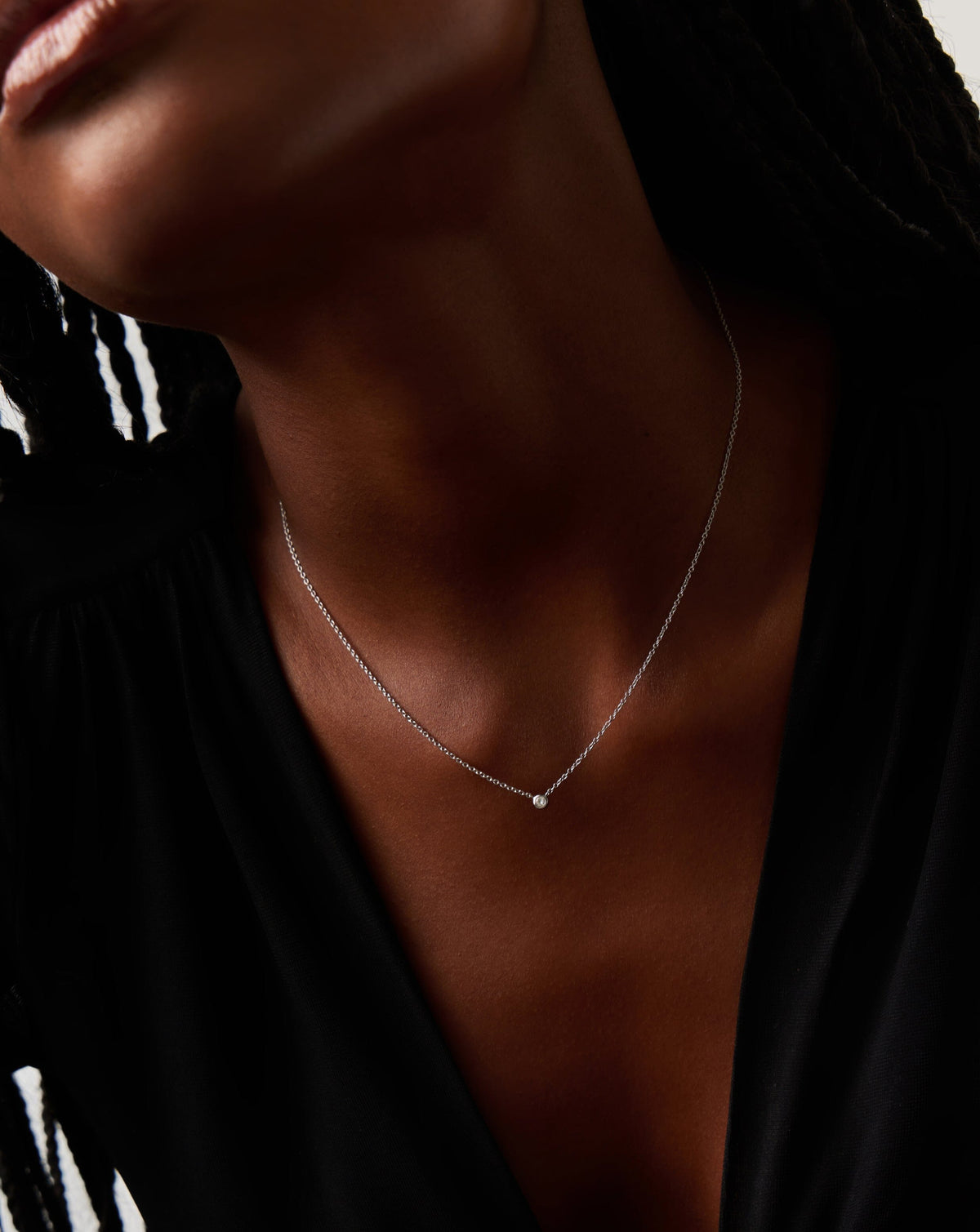 Fine Diamond Solitaire Pendant Necklace | 14ct Solid White Gold/Diamond Necklaces Missoma
