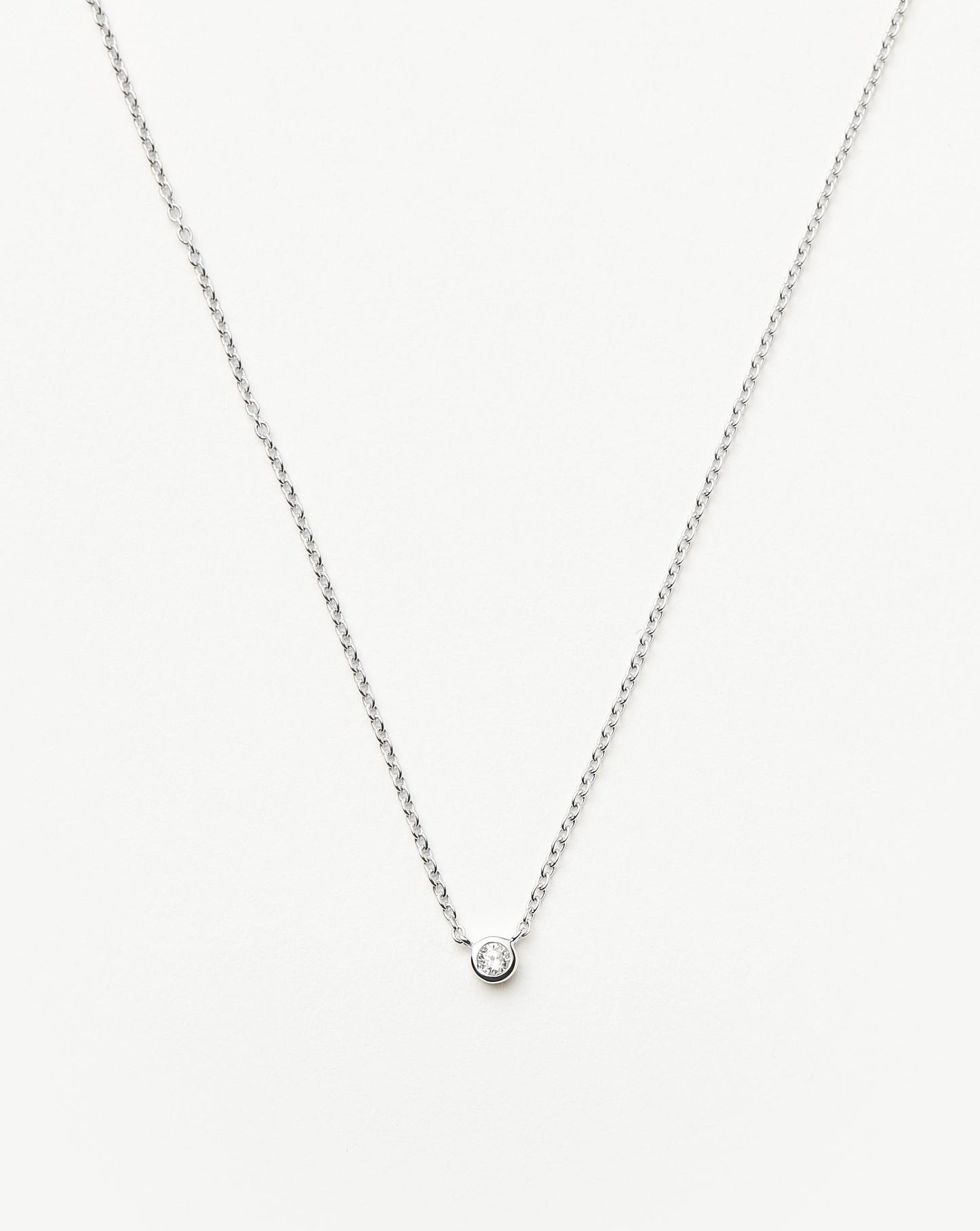 Fine Diamond Solitaire Pendant Necklace | 14ct Solid White Gold/Diamond Necklaces Missoma