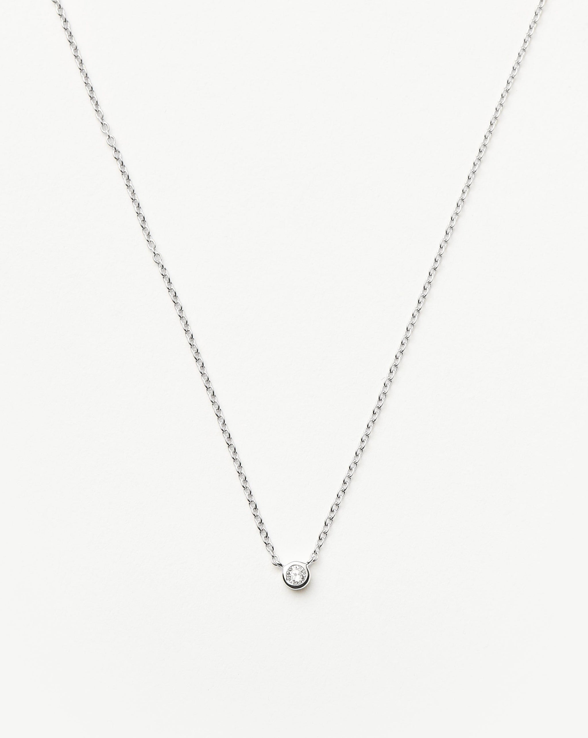 Fine Diamond Solitaire Pendant Necklace | 14ct Solid White Gold/Diamond Necklaces Missoma
