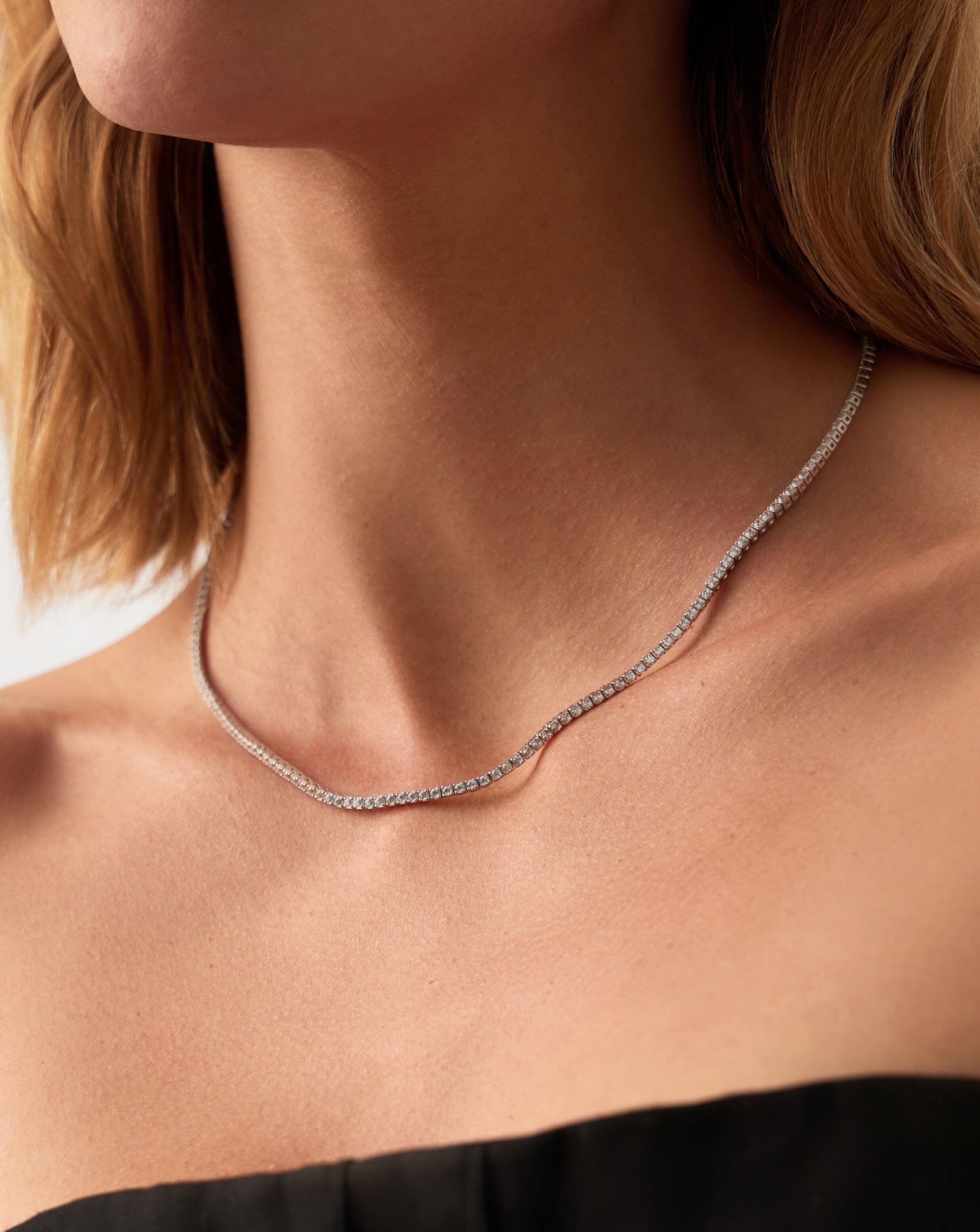 Fine Diamond Tennis Necklace | 14ct Solid White Gold Diamond Necklaces Missoma
