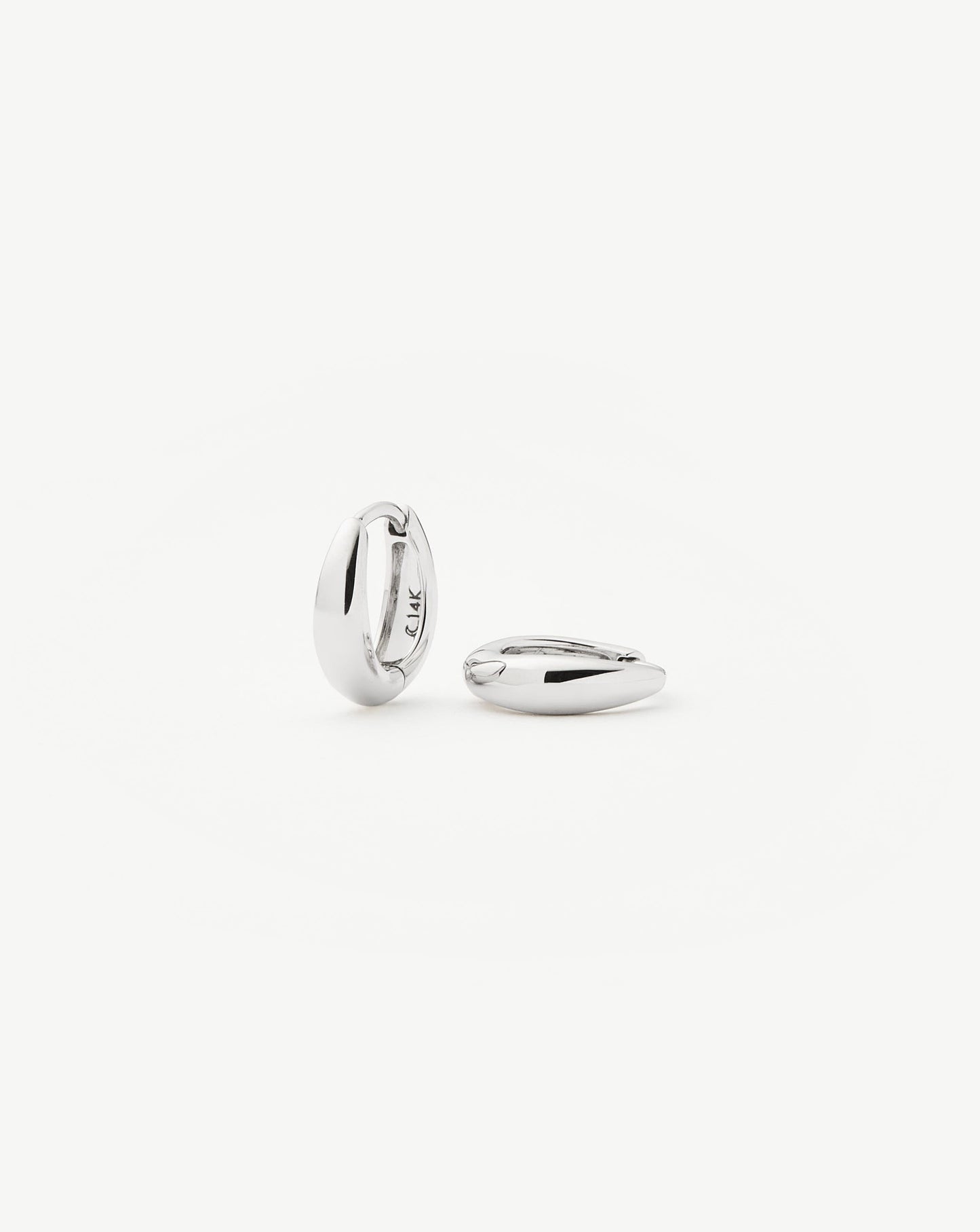 Fine Dome Huggies | 14ct Solid White Gold Earrings Missoma