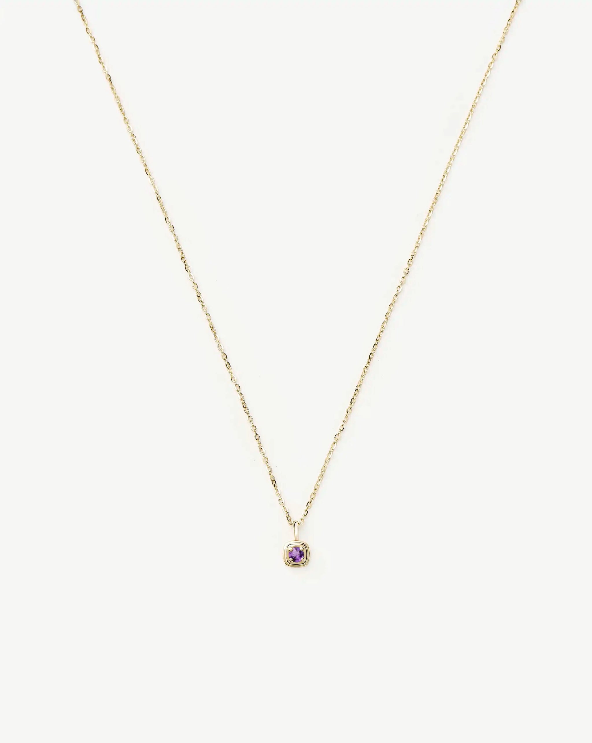 Fine February Birthstone Pendant Necklace | 14ct Solid Gold/Amethyst Necklace Missoma