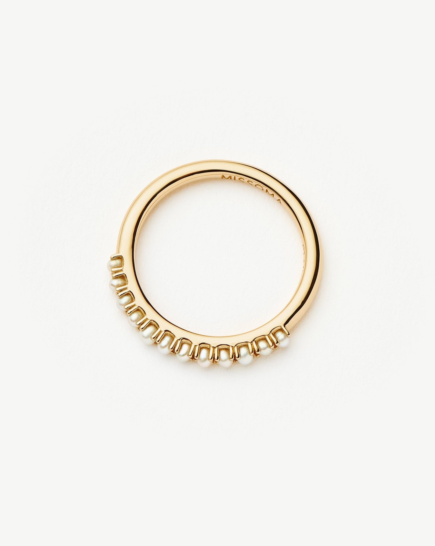 Fine Half Eternity Pearl Ring | 14ct Solid Gold/Pearl Rings Missoma