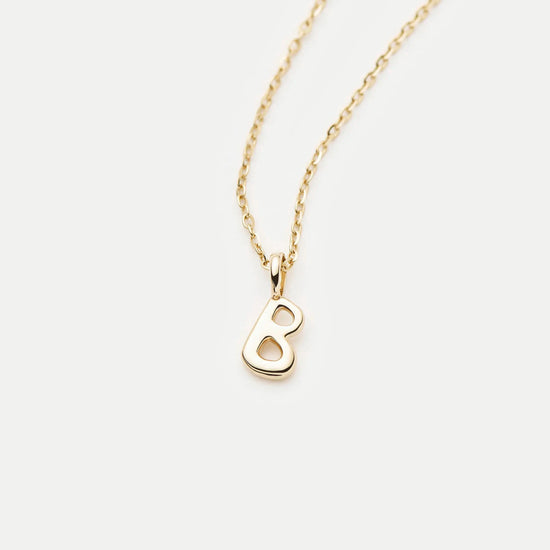 Fine Initial Mini Pendant Necklace - B | 14ct Solid Gold Necklaces Missoma