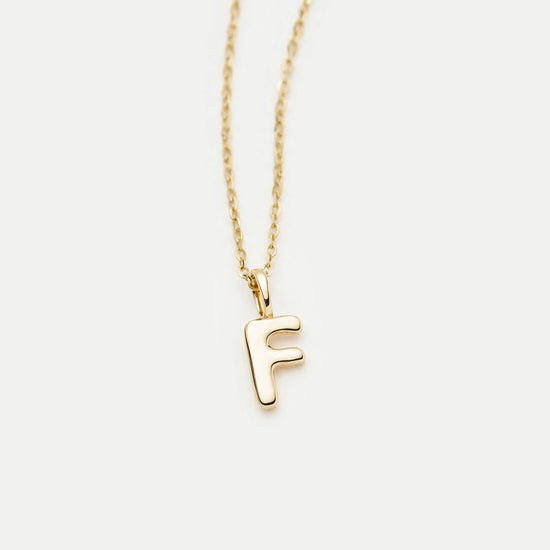 Fine Initial Mini Pendant Necklace - F | 14ct Solid Gold Necklaces Missoma