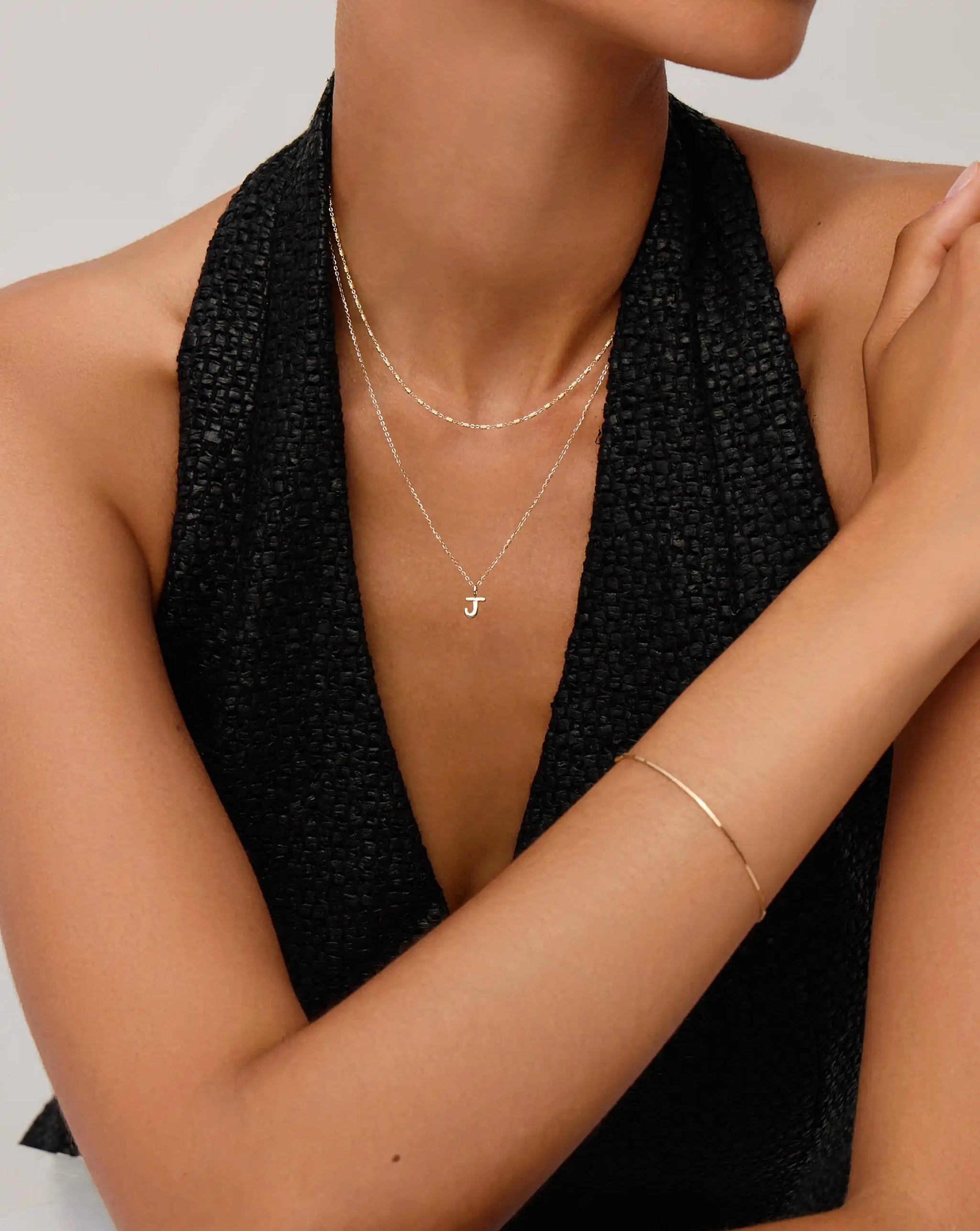 Fine Initial Mini Pendant Necklace - J | 14ct Solid Gold Necklaces Missoma