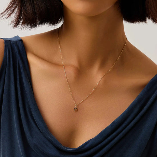 Fine Initial Mini Pendant Necklace - M | 14ct Solid Gold Necklaces Missoma