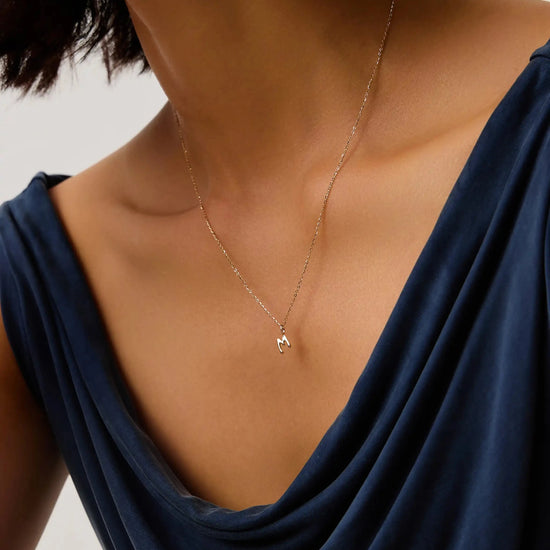 Fine Initial Mini Pendant Necklace - M | 14ct Solid Gold Necklaces Missoma