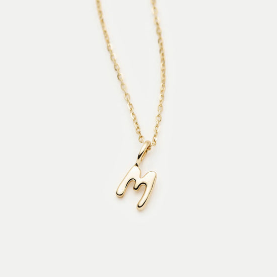 Fine Initial Mini Pendant Necklace - M | 14ct Solid Gold Necklaces Missoma