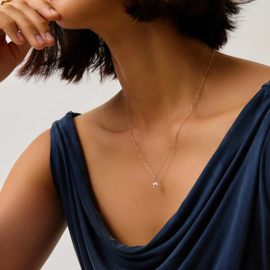 Fine Initial Mini Pendant Necklace - M | 14ct Solid Gold Necklaces Missoma