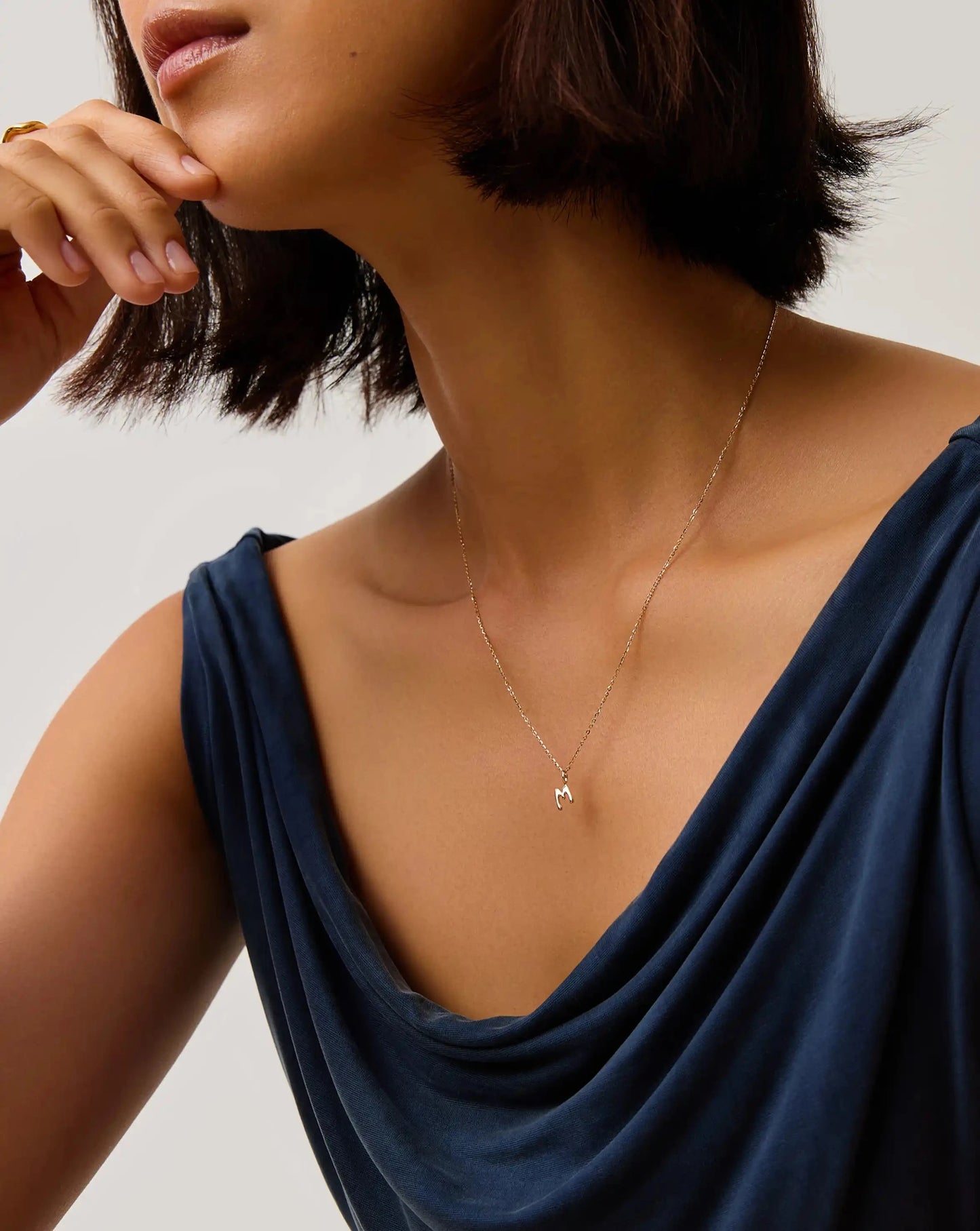 Fine Initial Mini Pendant Necklace - M | 14ct Solid Gold Necklaces Missoma