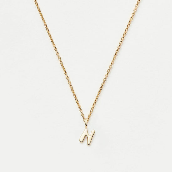 Fine Initial Mini Pendant Necklace - N | 14ct Solid Gold Necklaces Missoma