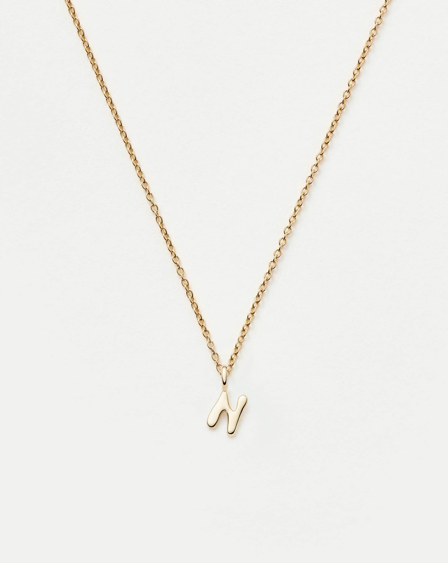 Fine Initial Mini Pendant Necklace - N | 14ct Solid Gold Necklaces Missoma