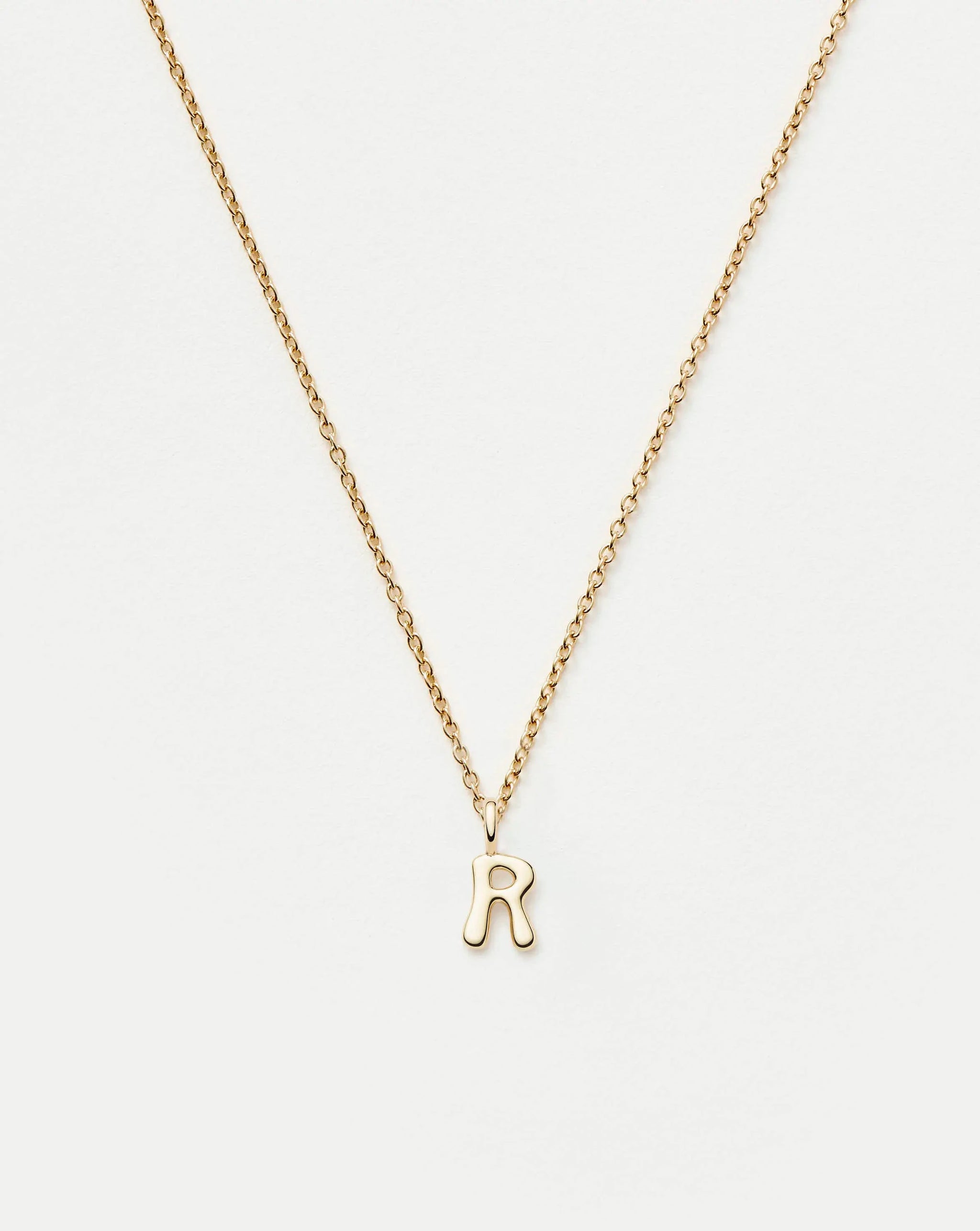 Fine Initial Mini Pendant Necklace - R | 14ct Solid Gold Necklaces Missoma