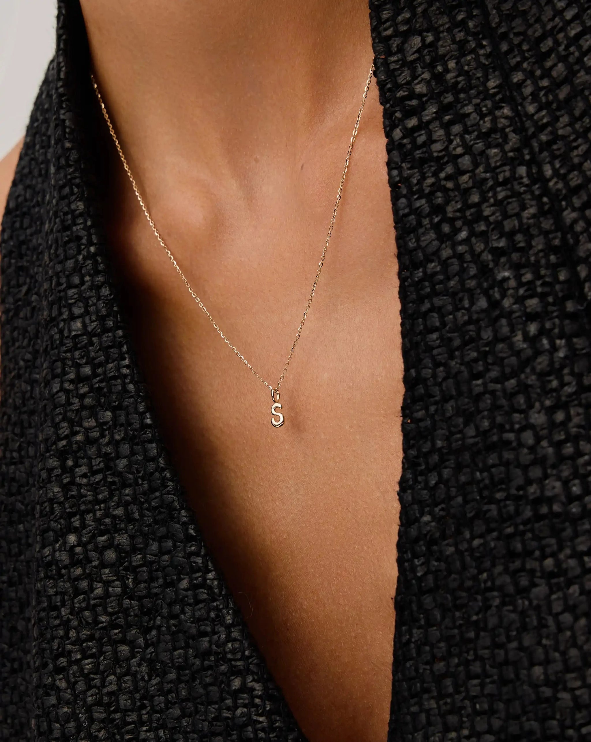 Fine Initial Mini Pendant Necklace - S | 14ct Solid Gold Necklaces Missoma