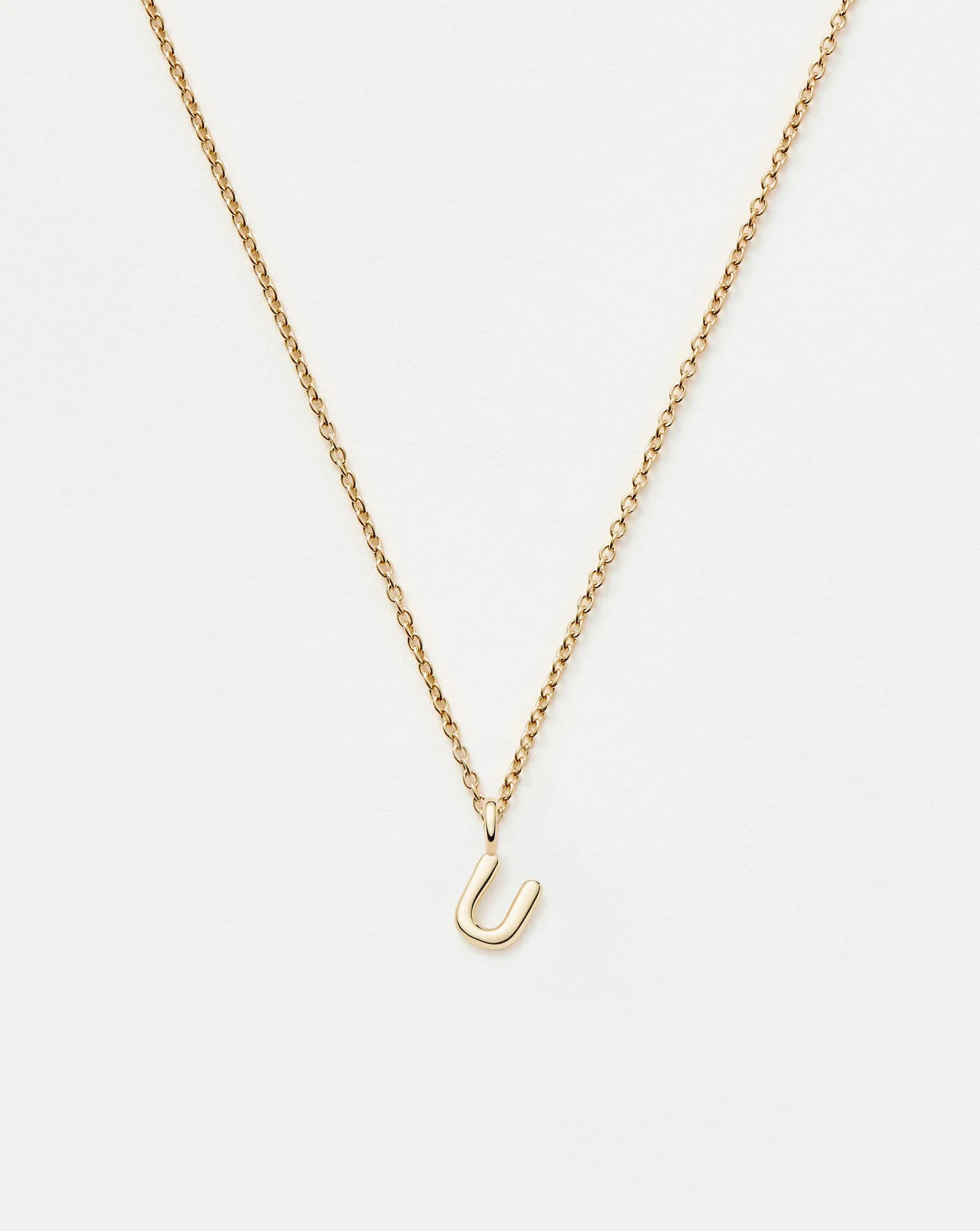 Fine Initial Mini Pendant Necklace - U | 14ct Solid Gold Necklaces Missoma