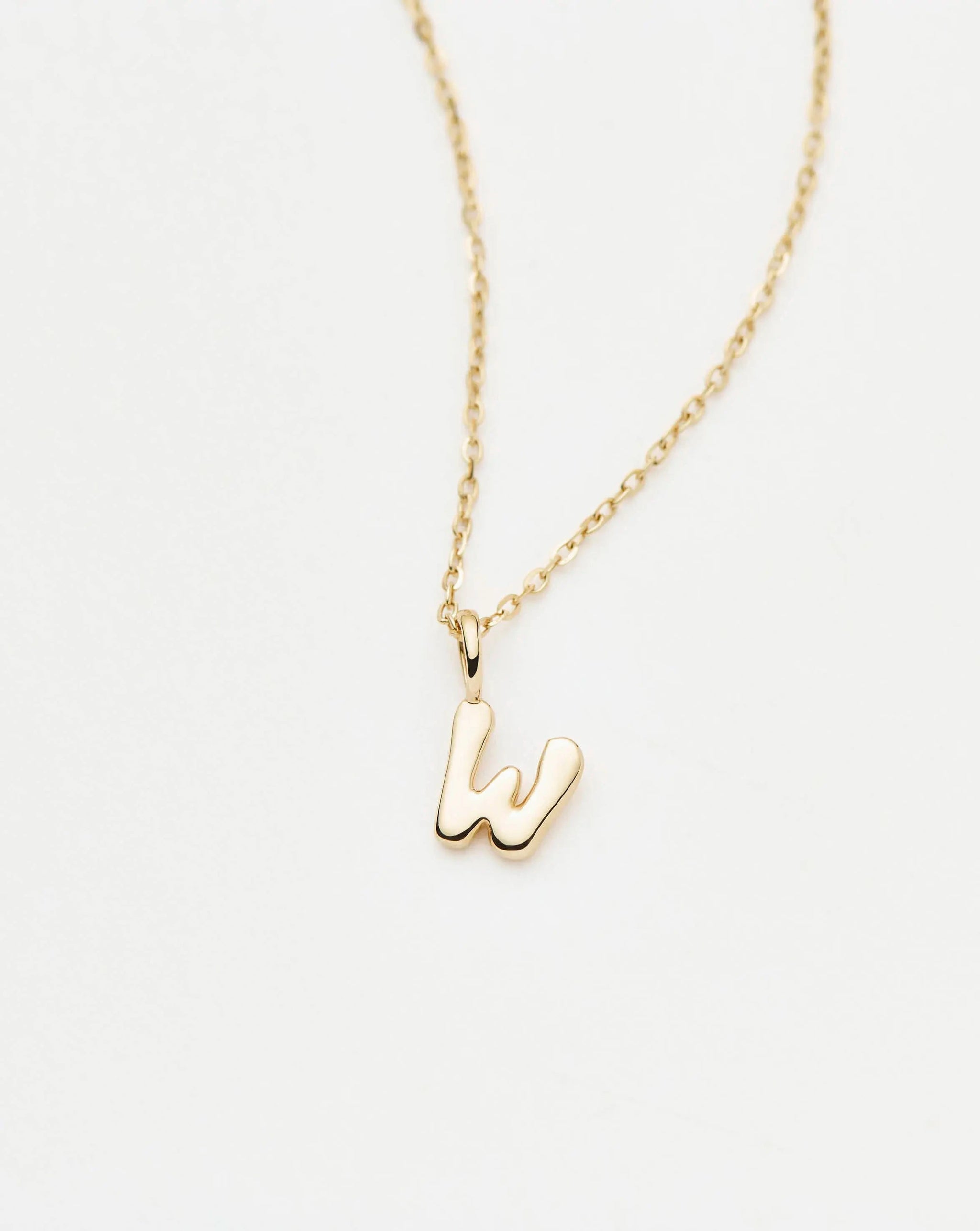 Fine Initial Mini Pendant Necklace - W | 14ct Solid Gold Necklaces Missoma