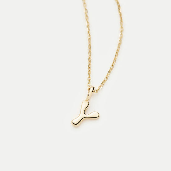 Fine Initial Mini Pendant Necklace - Y | 14ct Solid Gold Necklaces Missoma