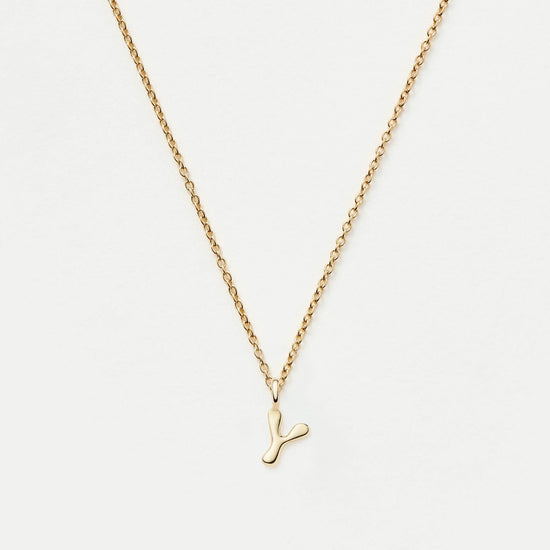 Fine Initial Mini Pendant Necklace - Y | 14ct Solid Gold Necklaces Missoma