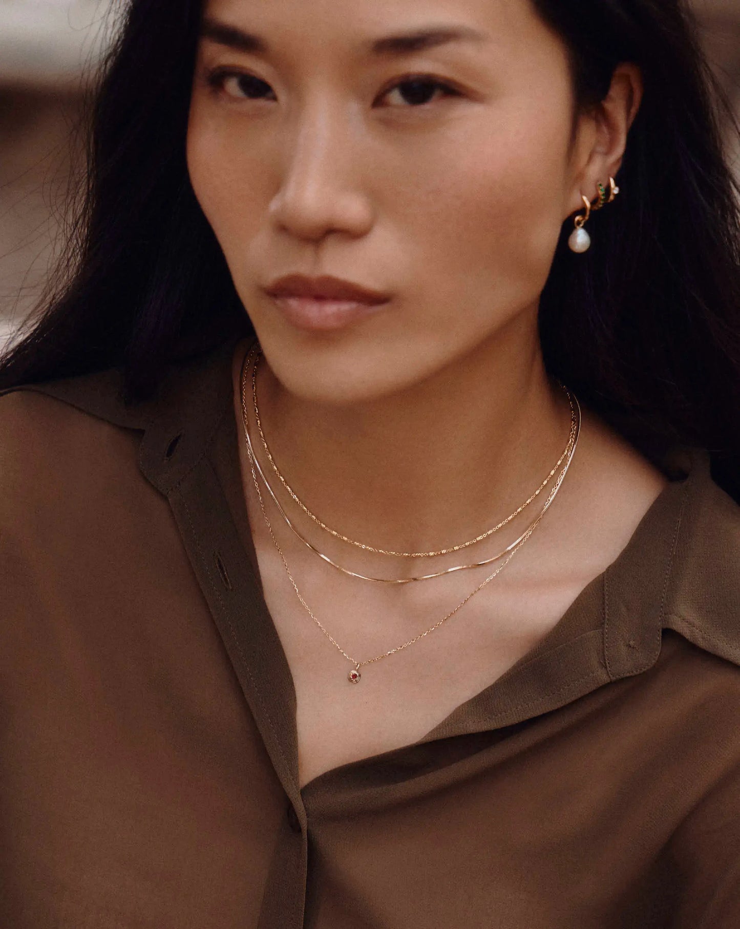 Fine January Birthstone Pendant Necklace | 14ct Solid Gold/Garnet Necklace Missoma