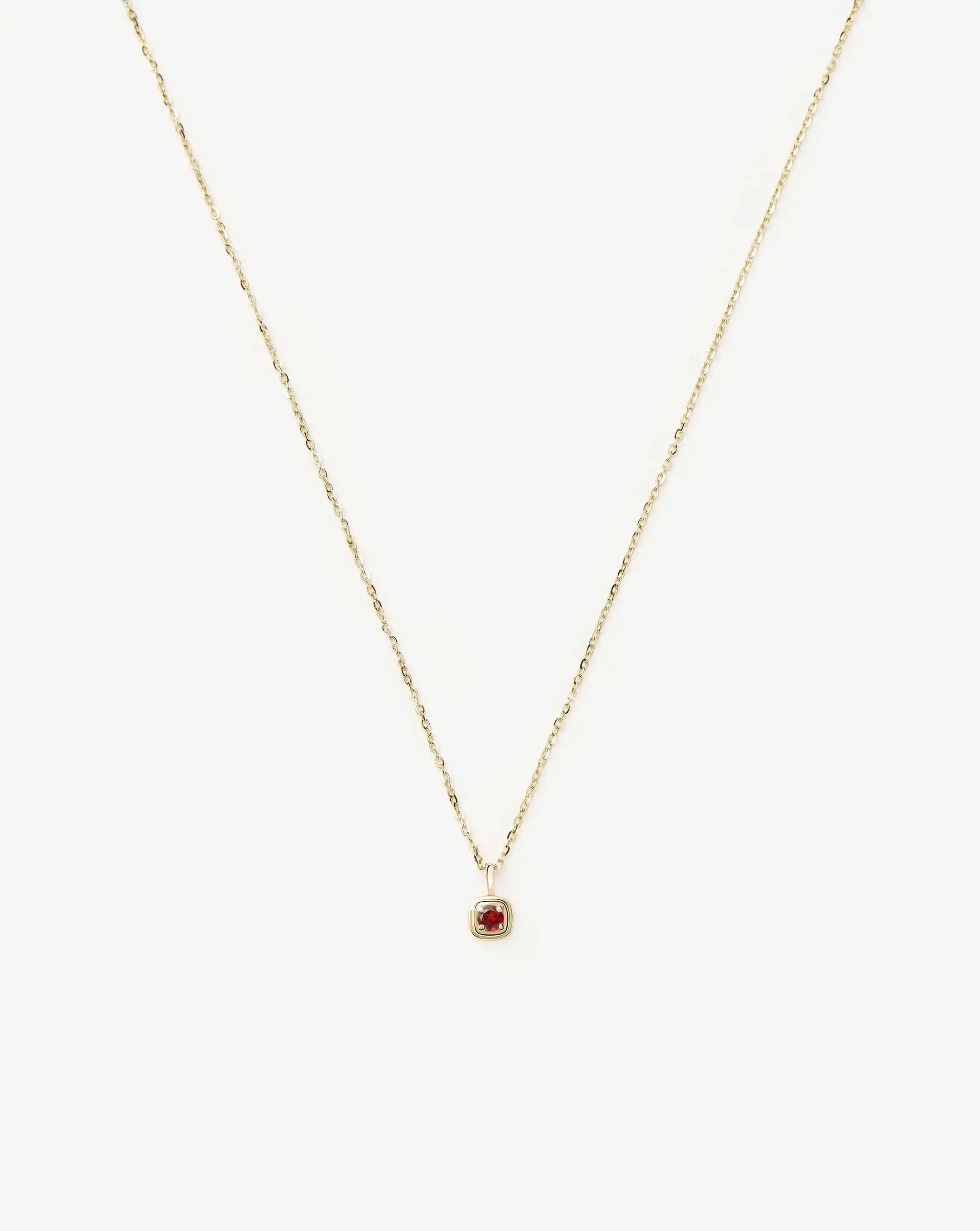 Fine January Birthstone Pendant Necklace | 14ct Solid Gold/Garnet Necklace Missoma