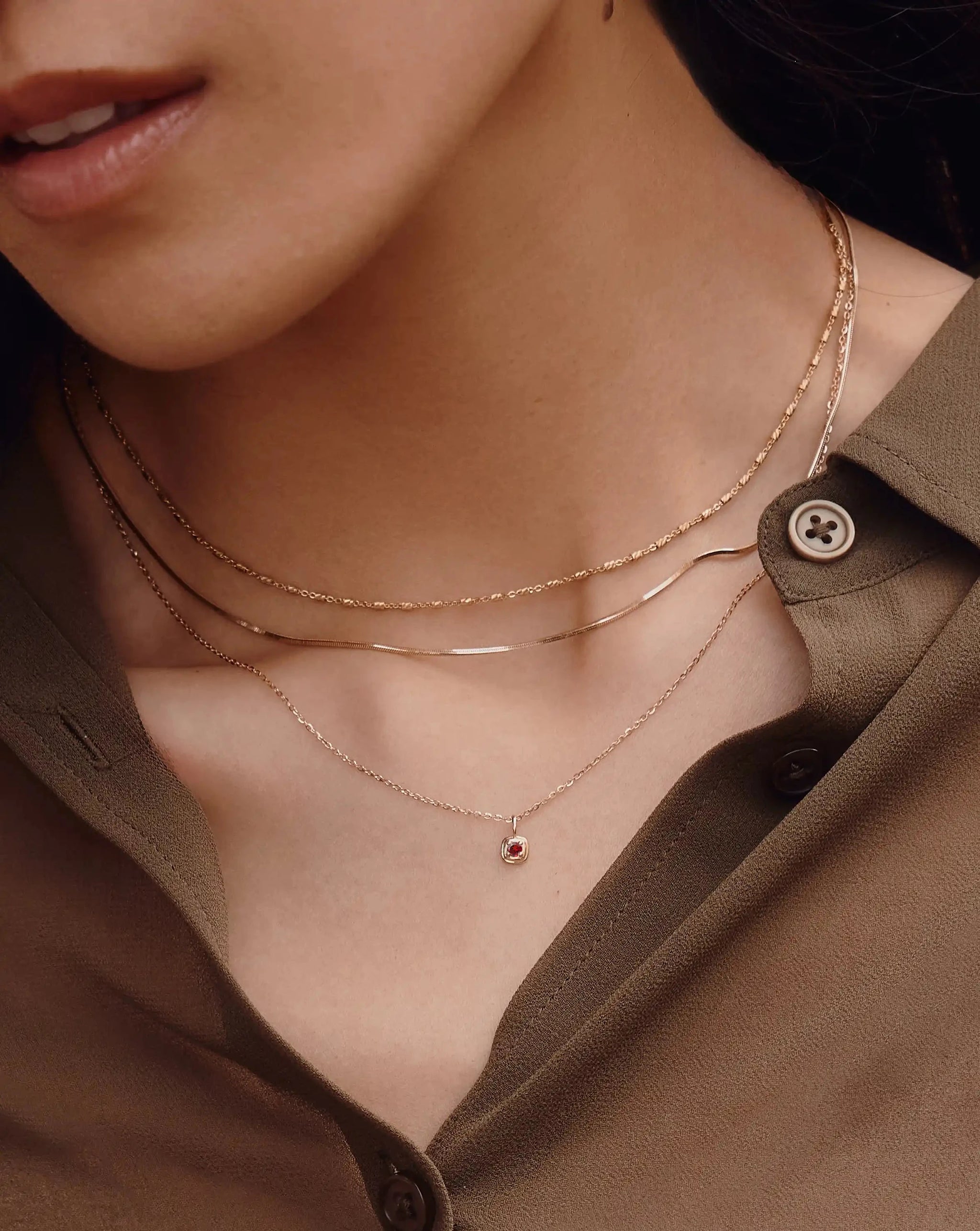 Fine January Birthstone Pendant Necklace | 14ct Solid Gold/Garnet Necklaces Missoma