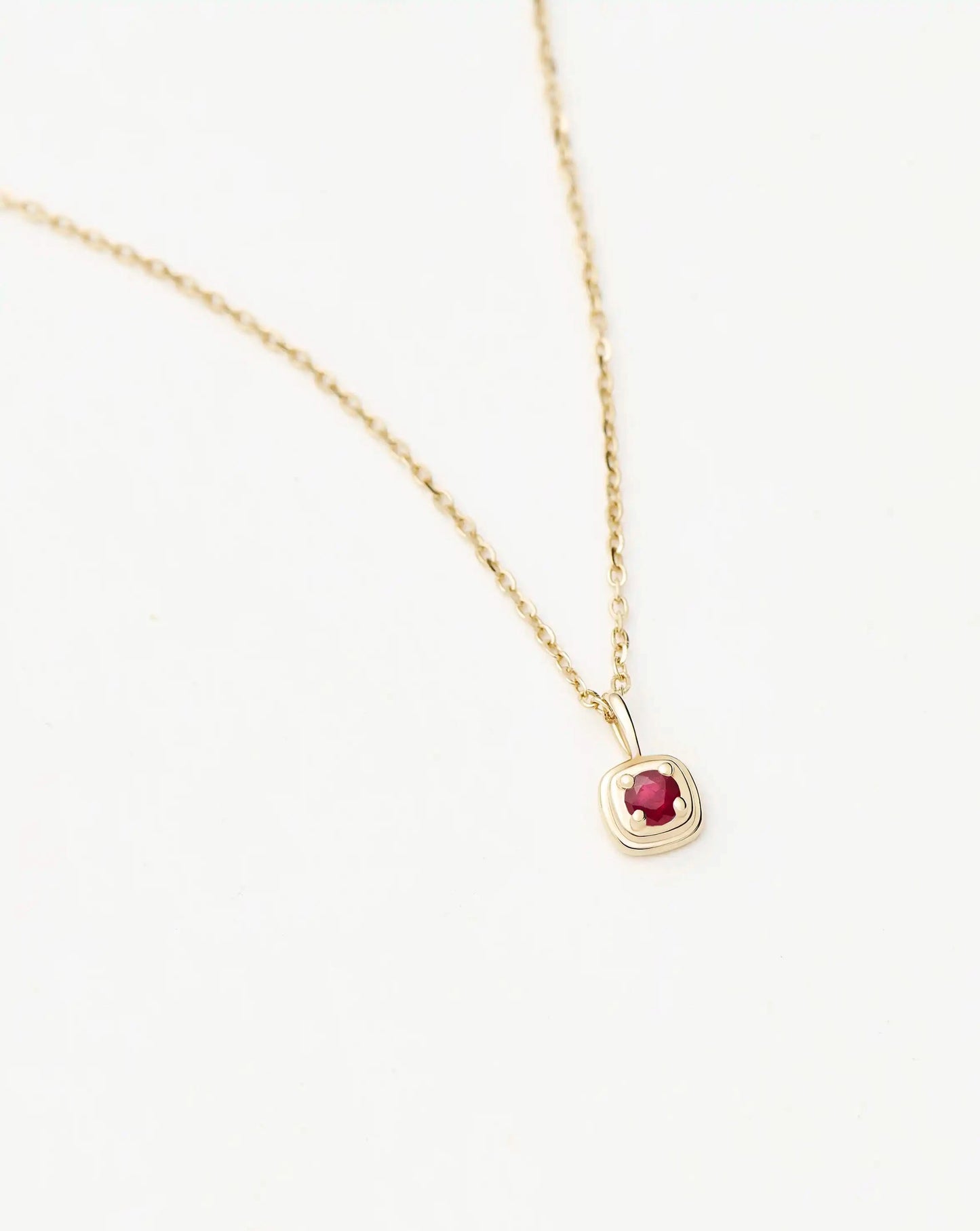 Fine July Birthstone Pendant Necklace | 14ct Solid Gold/Ruby Necklace Missoma
