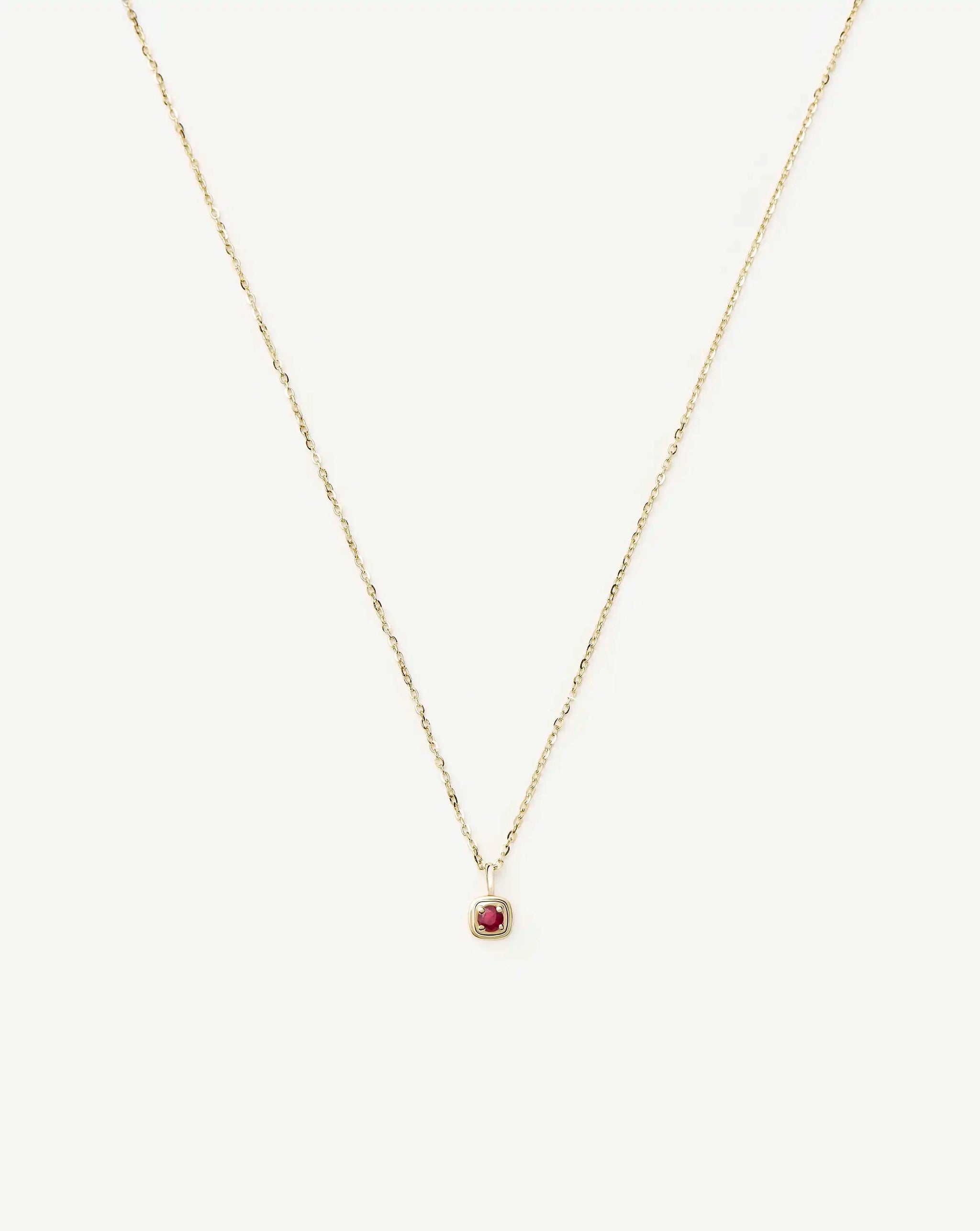Fine July Birthstone Pendant Necklace | 14ct Solid Gold/Ruby Necklace Missoma