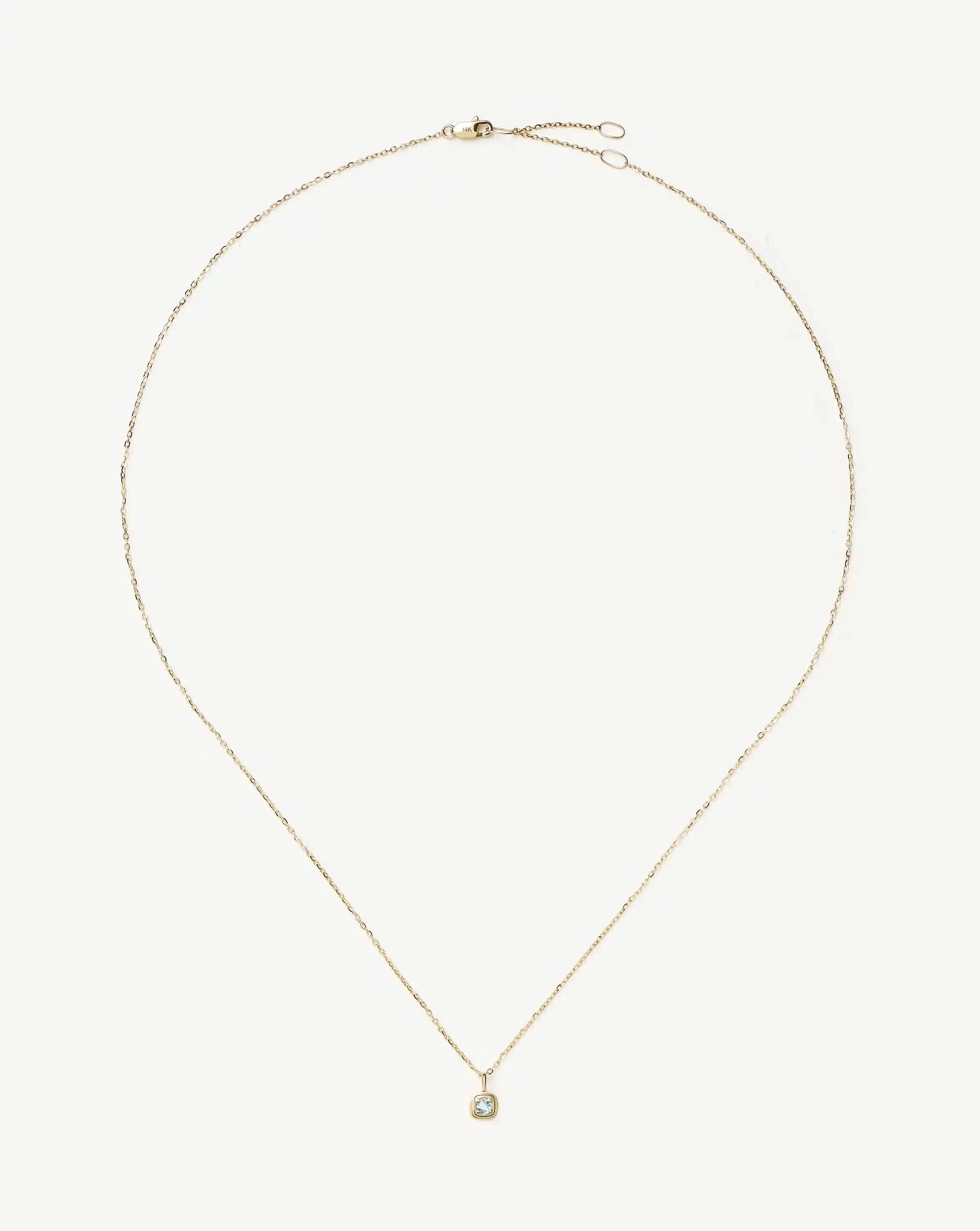 Fine March Birthstone Pendant Necklace | 14ct Solid Gold/Aquamarine Necklace Missoma