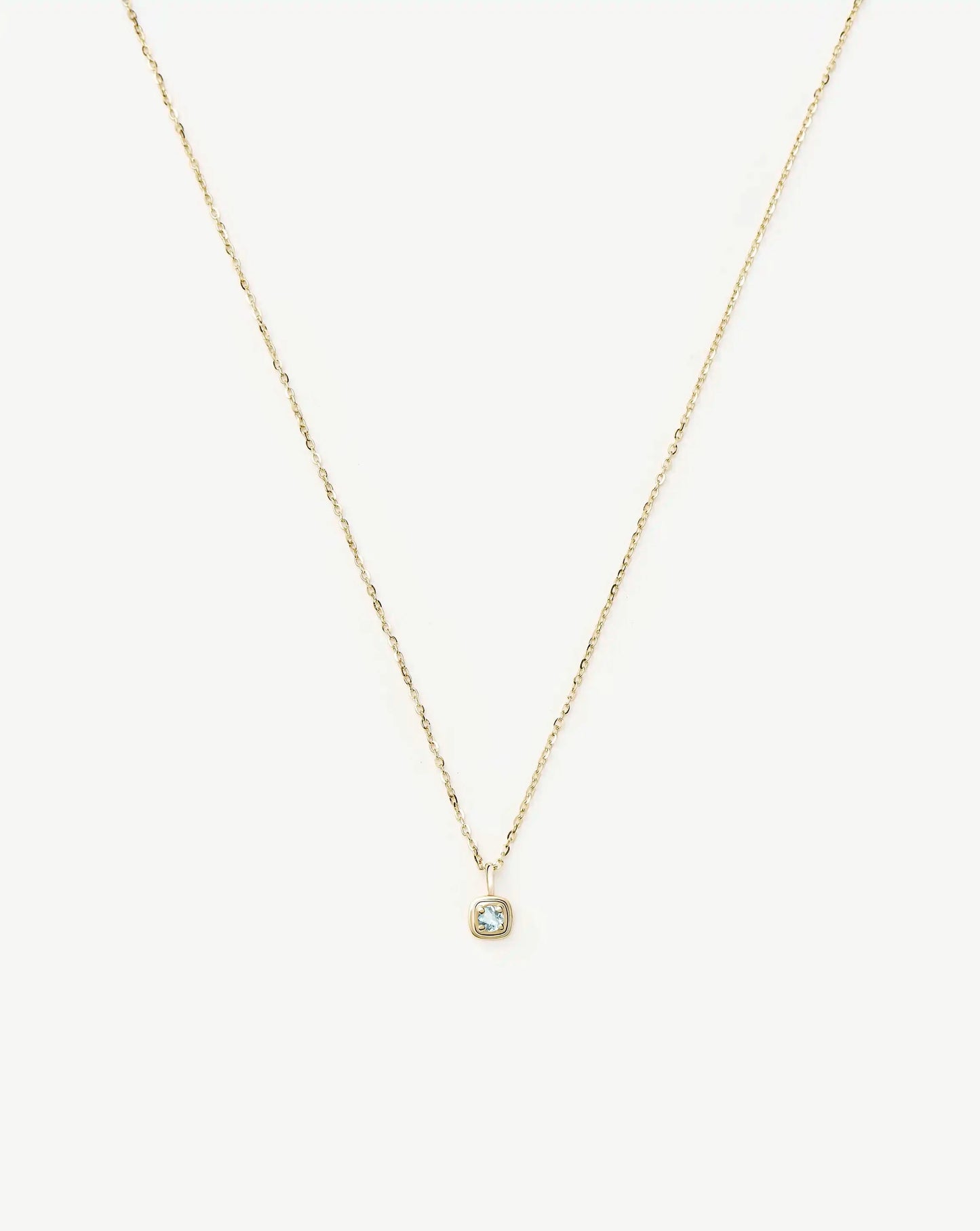 Fine March Birthstone Pendant Necklace | 14ct Solid Gold/Aquamarine Necklace Missoma