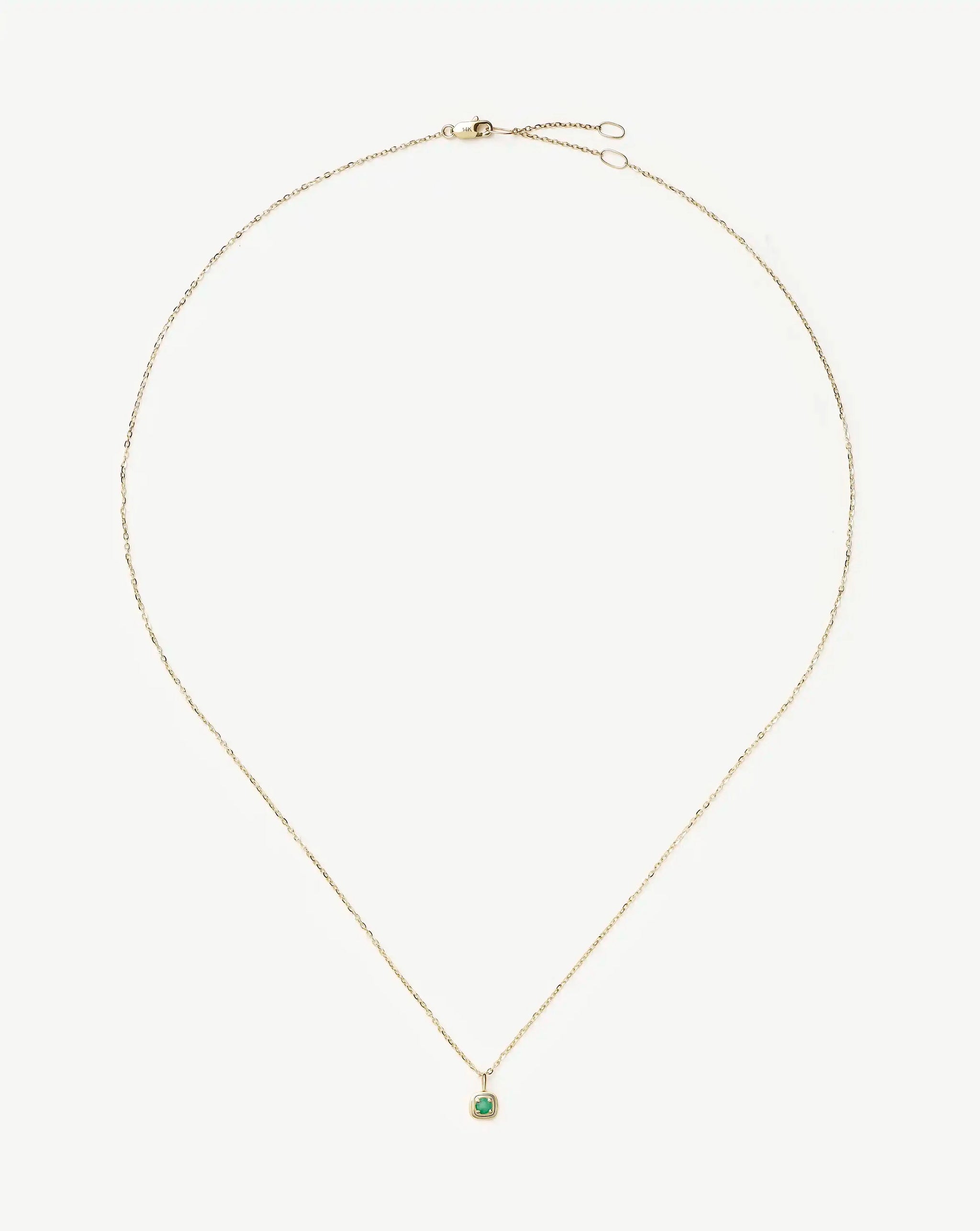 Fine May Birthstone Pendant Necklace | 14ct Solid Gold/Emerald Necklace Missoma