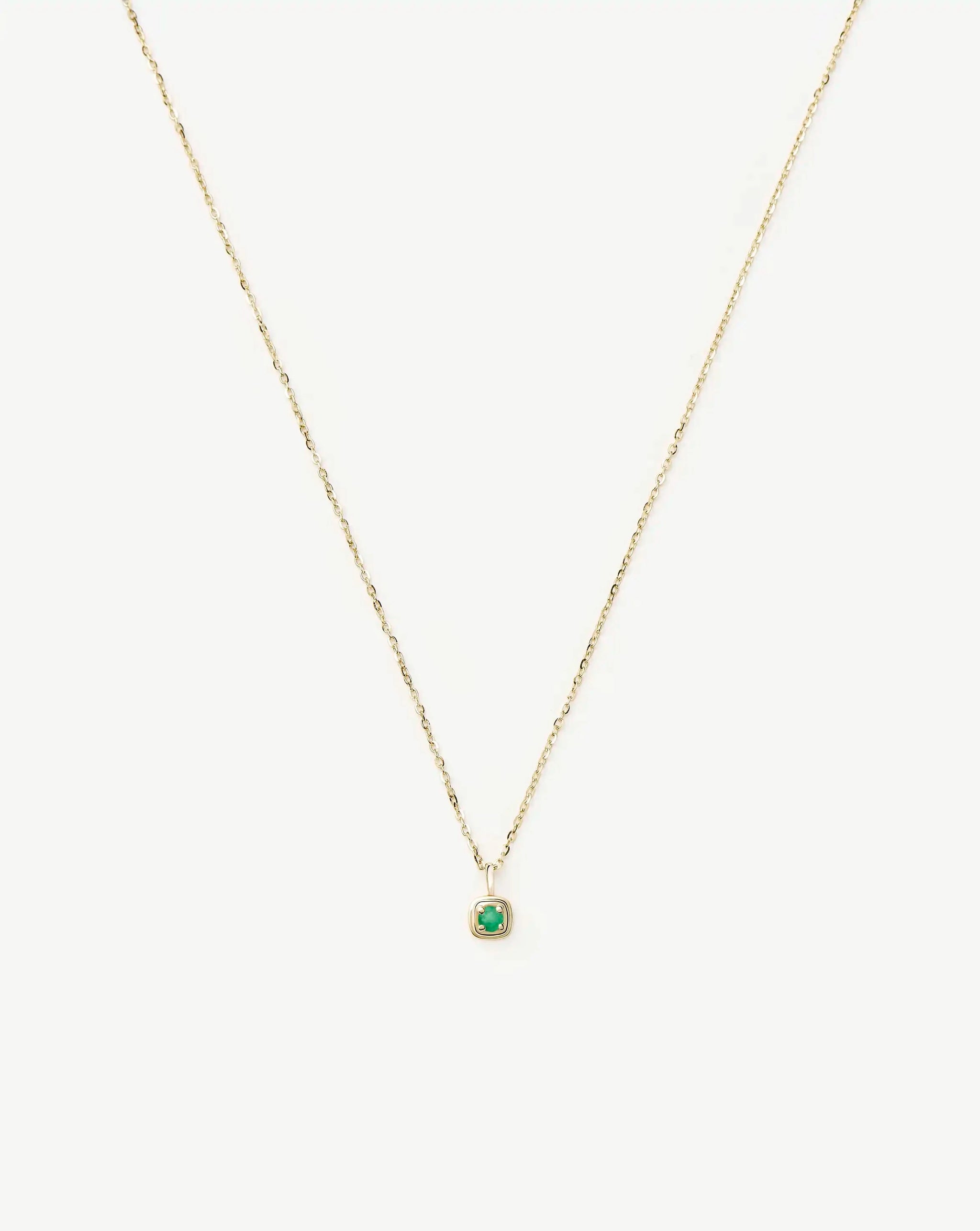 Fine May Birthstone Pendant Necklace | 14ct Solid Gold/Emerald Necklace Missoma