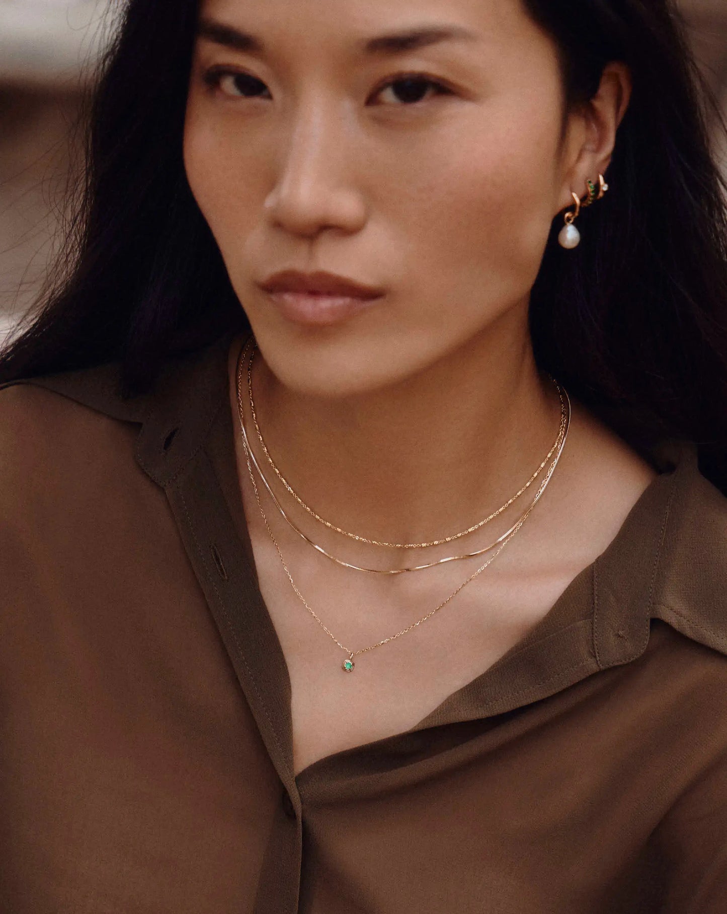 Fine May Birthstone Pendant Necklace | 14ct Solid Gold/Emerald Necklace Missoma