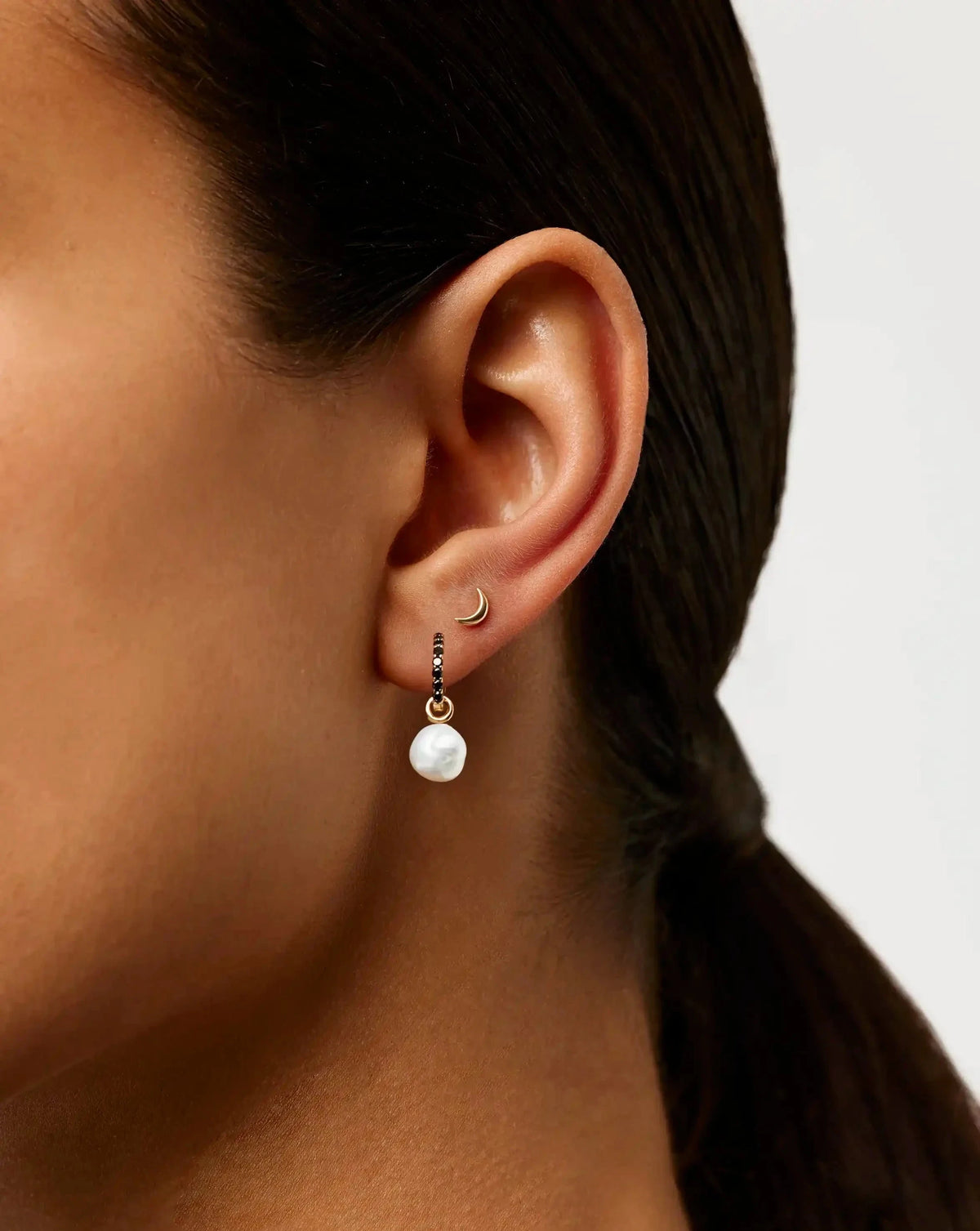 Fine Moon Piercing Stud Earring | 14ct Yellow Gold Earrings Missoma