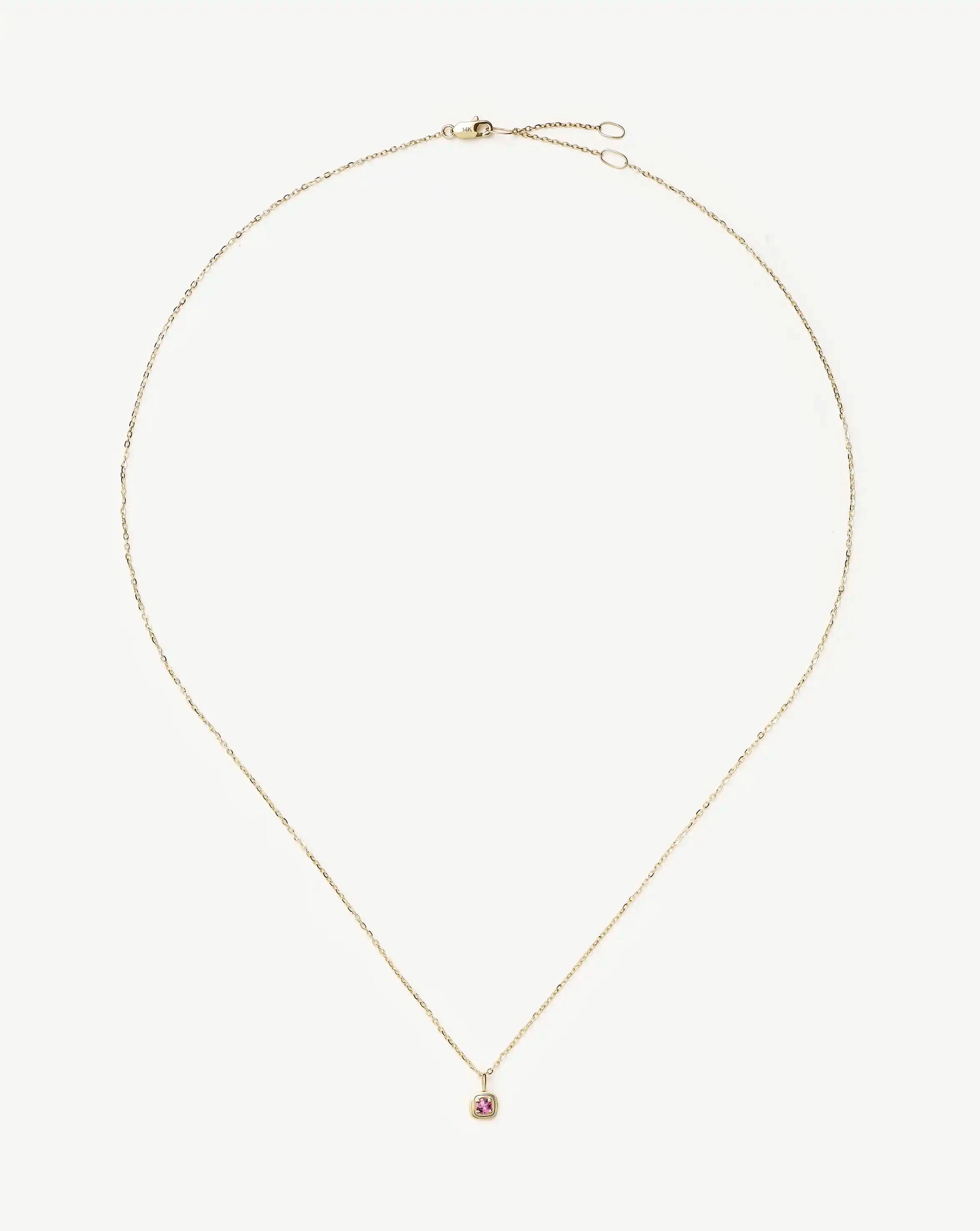 Fine October Birthstone Pendant Necklace | 14ct Solid Gold/Pink Tourmaline Necklace Missoma