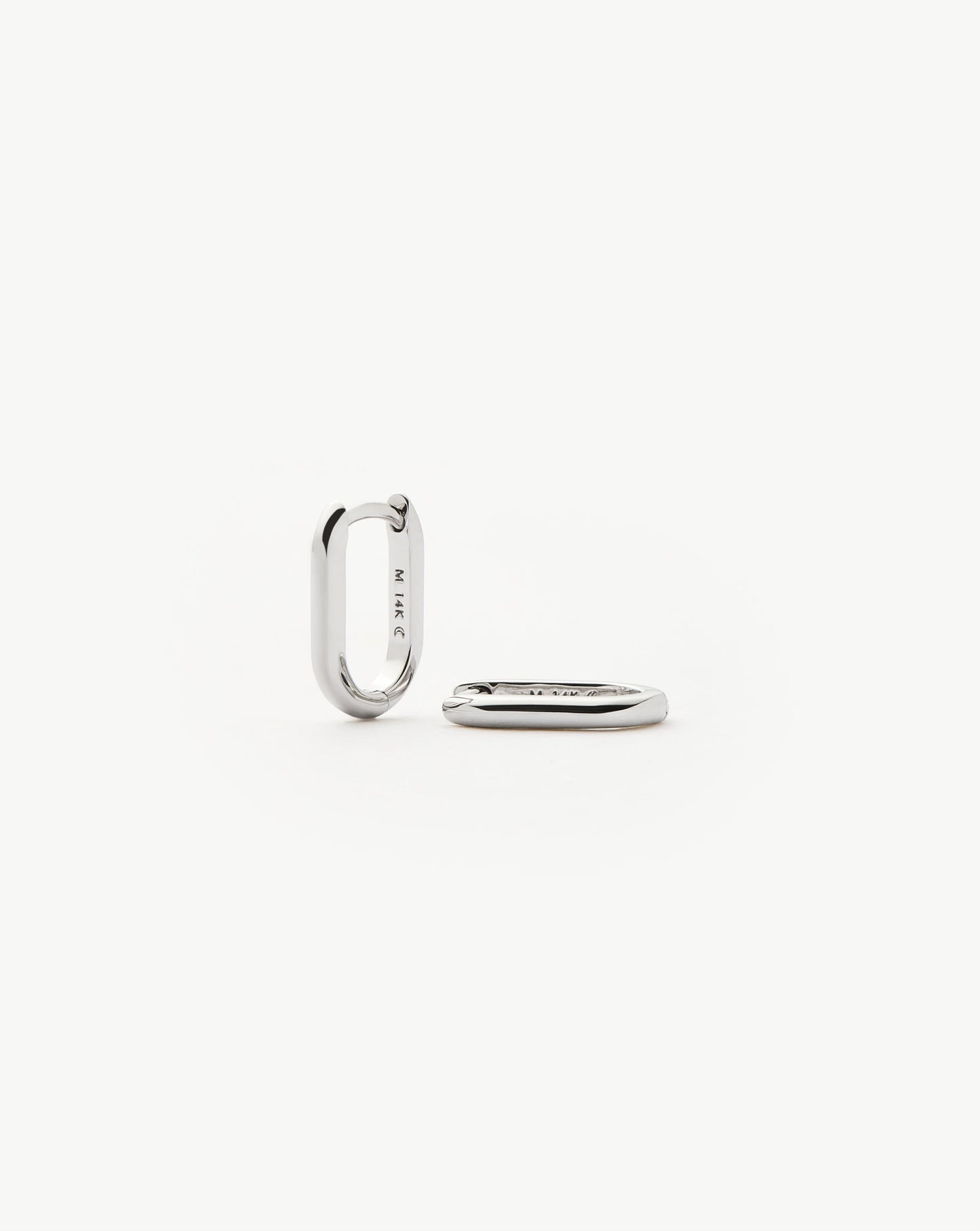 Fine Ovate Mini Hoop Earrings | 14ct Solid White Gold Earrings Missoma
