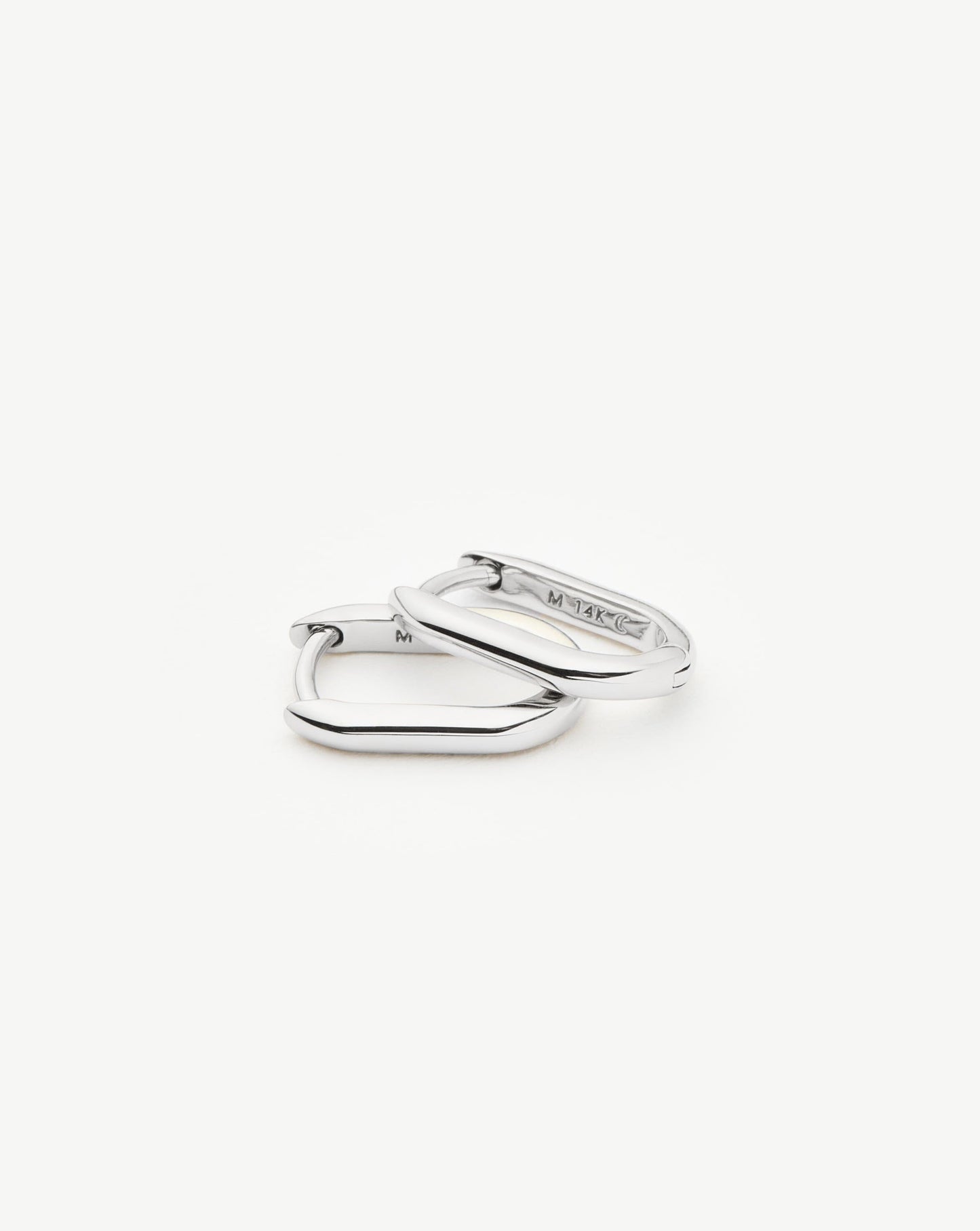 Fine Ovate Mini Hoop Earrings | 14ct Solid White Gold Earrings Missoma