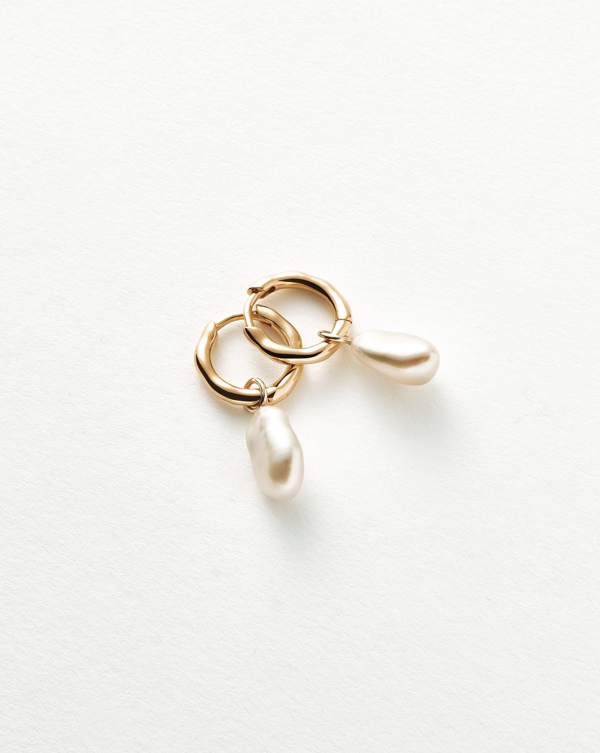 Fine Pearl Organic Drop Mini Hoop Earrings Earrings Missoma