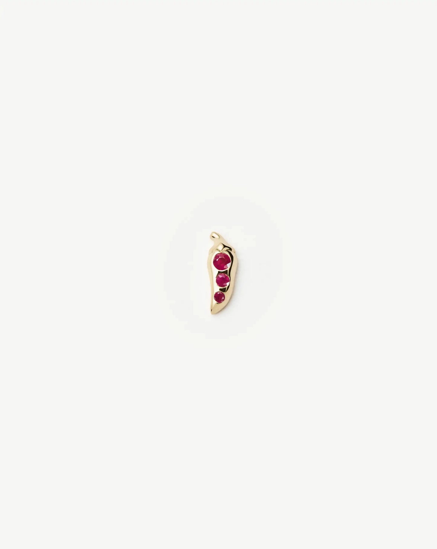 Fine Ruby Chilli Single Stud Earring | 14ct Solid Gold/Ruby Earrings Missoma