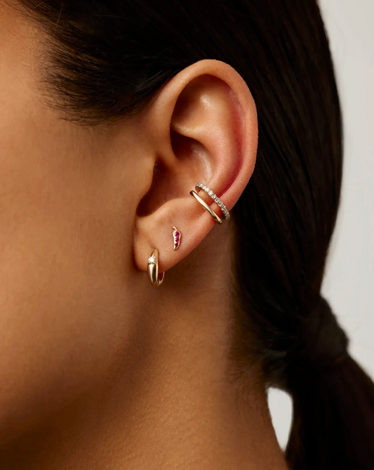 Fine Ruby Chilli Single Stud Earring | 14ct Solid Gold/Ruby Earrings Missoma