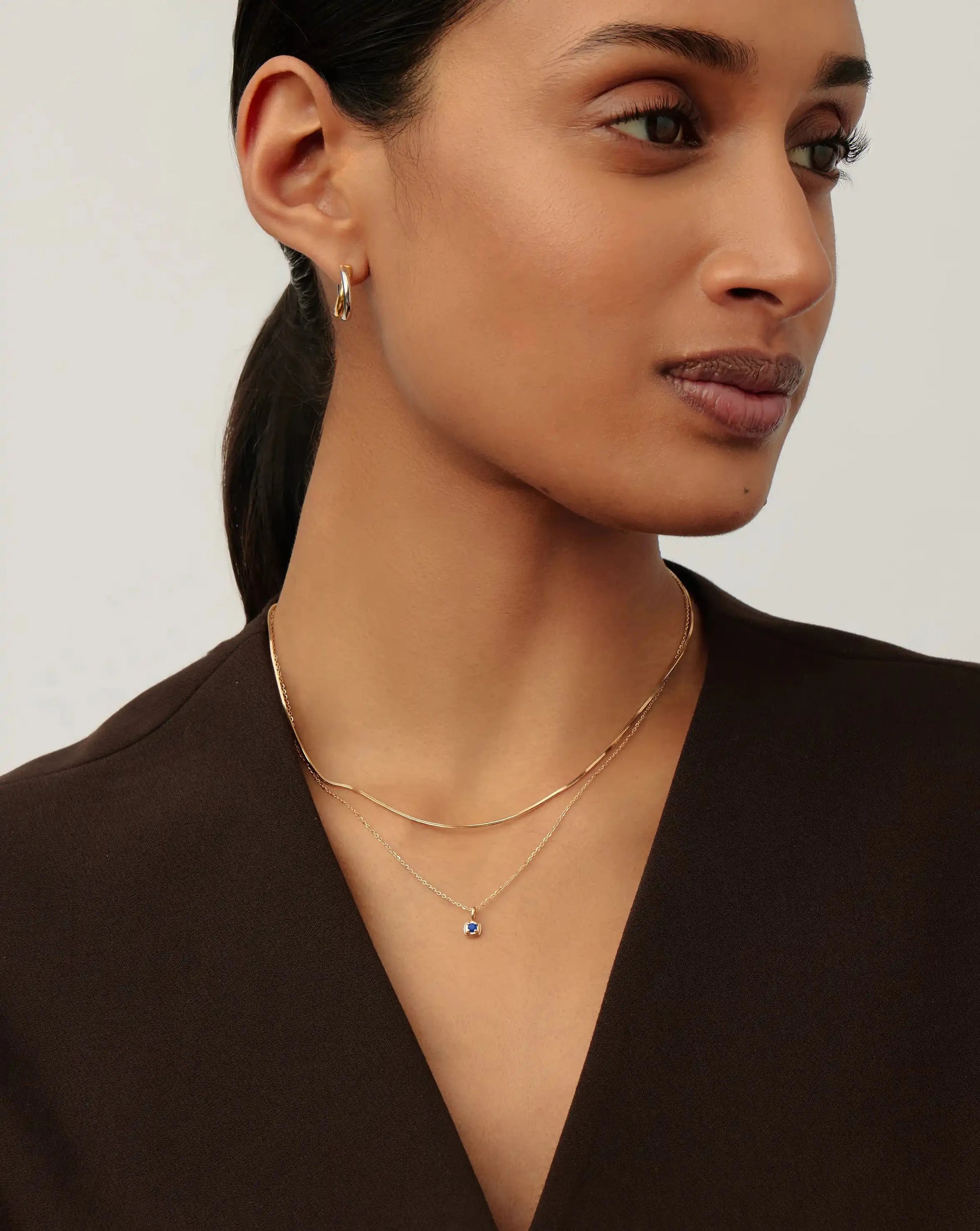 Fine September Birthstone Pendant Necklace | 14ct Solid Gold/Blue Sapphire Necklace Missoma