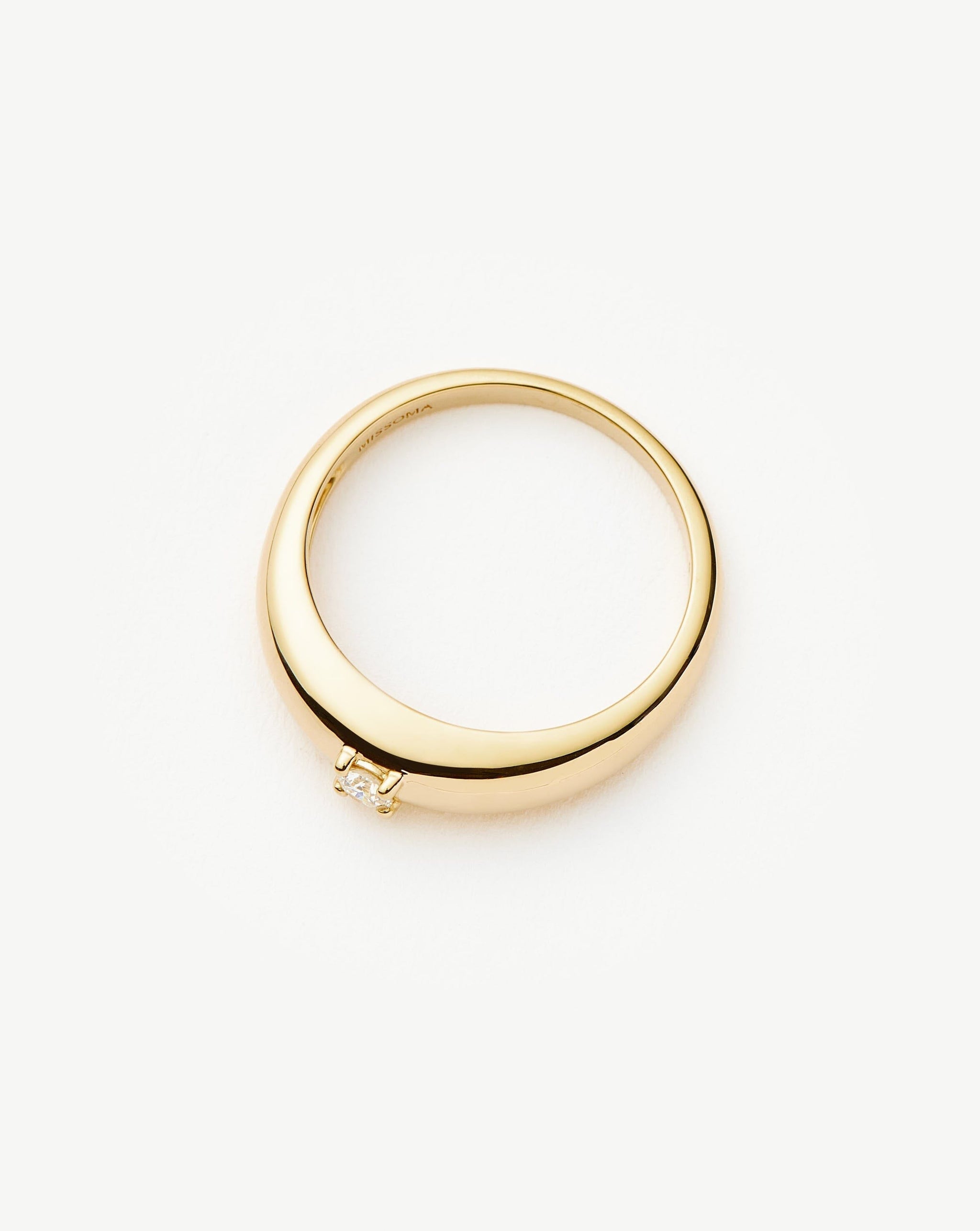 Fine Single Diamond Classic Dome Ring | 14ct Solid Gold/Diamond Rings Missoma