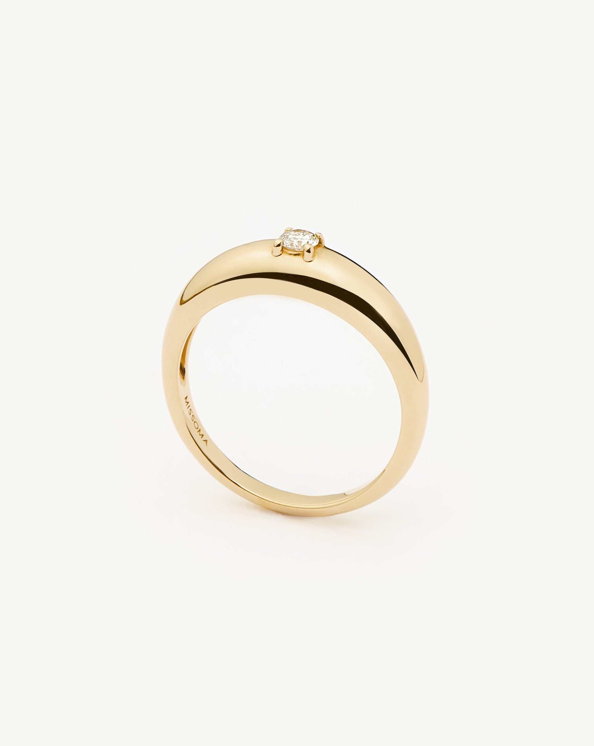 Fine Single Diamond Classic Dome Ring | 14ct Solid Gold/Diamond Rings Missoma