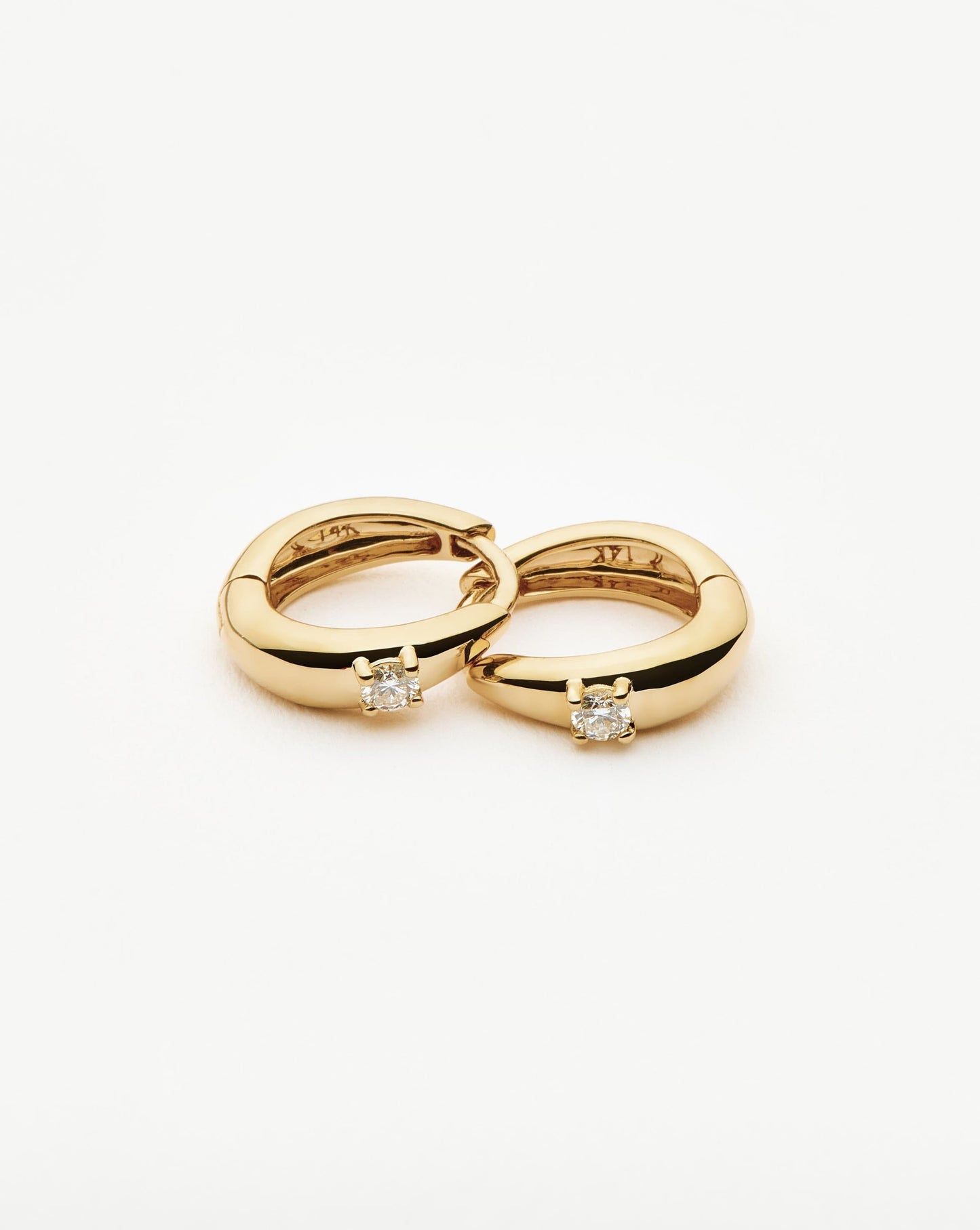 Fine Single Diamond Dome Huggies | 14ct Solid Gold/Diamond Earrings Missoma