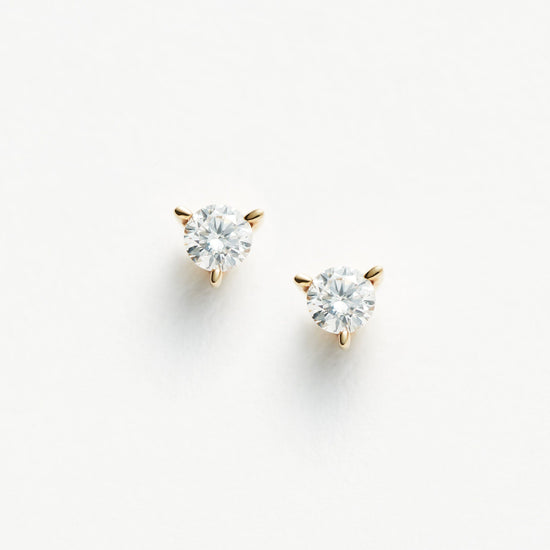 Fine Small Solitaire Diamond Stud Earrings | 14ct Solid Gold Earrings Missoma