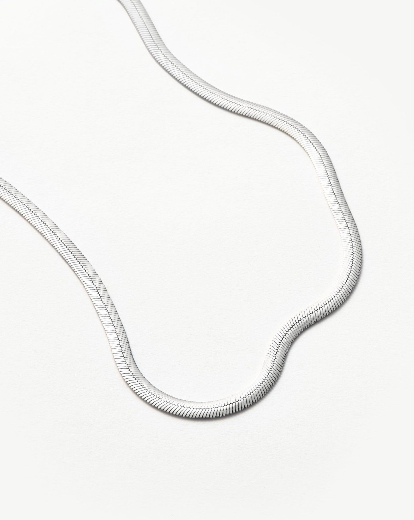 Flat Snake Chain Necklace | Rhodium Plated on Recycled Sterling Silver Necklaces Missoma